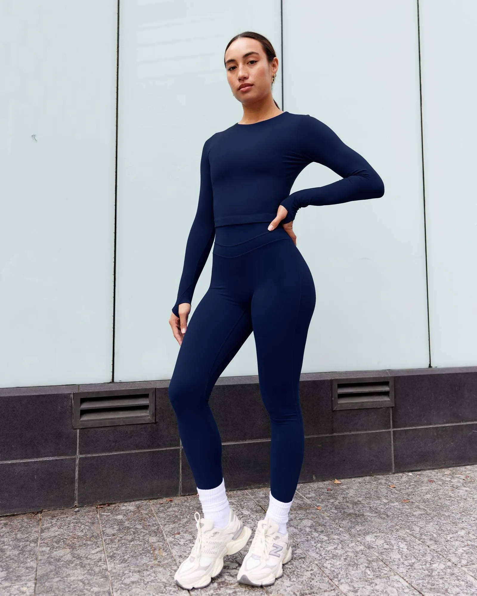 Staple Long Sleeve Cropped Tee - Midnight Blue sold by LSKD