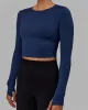 Staple Long Sleeve Cropped Tee - Midnight Blue sold by LSKD