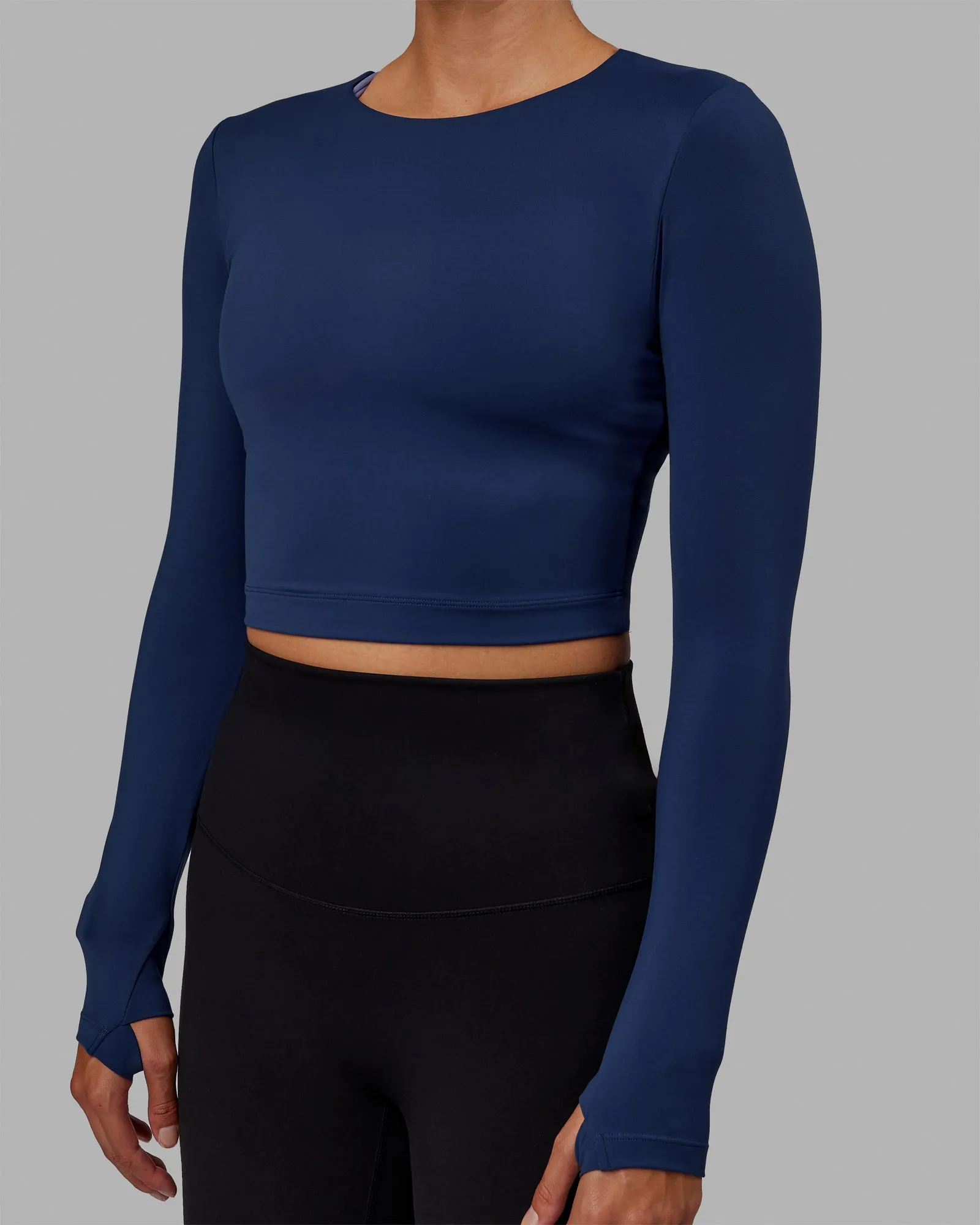 Staple Long Sleeve Cropped Tee - Midnight Blue sold by LSKD product image thumbnail 5
