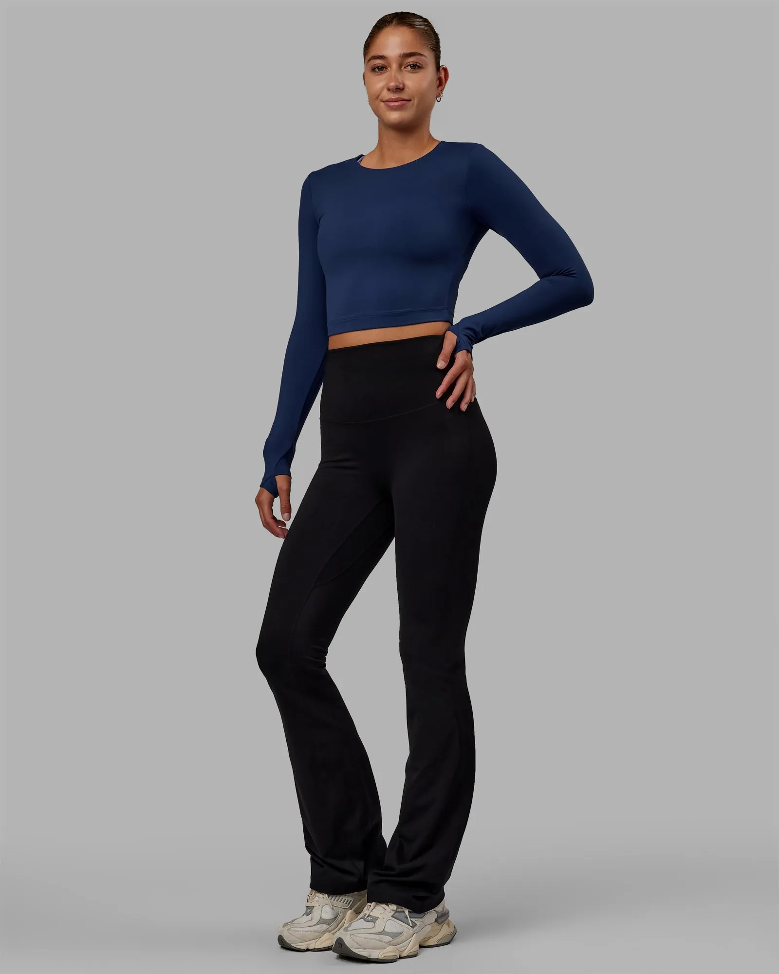 Staple Long Sleeve Cropped Tee - Midnight Blue sold by LSKD product image thumbnail 3