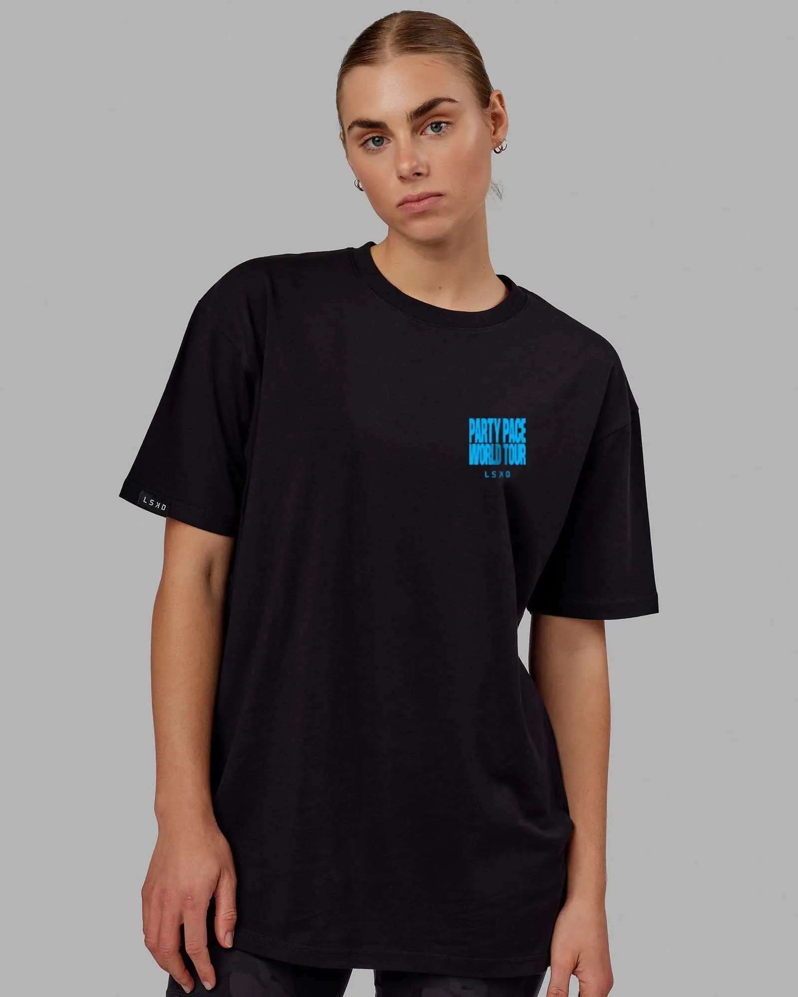 Unisex Party Pace FLXCotton Oversize Tee - Black-Blue sold by LSKD product image thumbnail 3