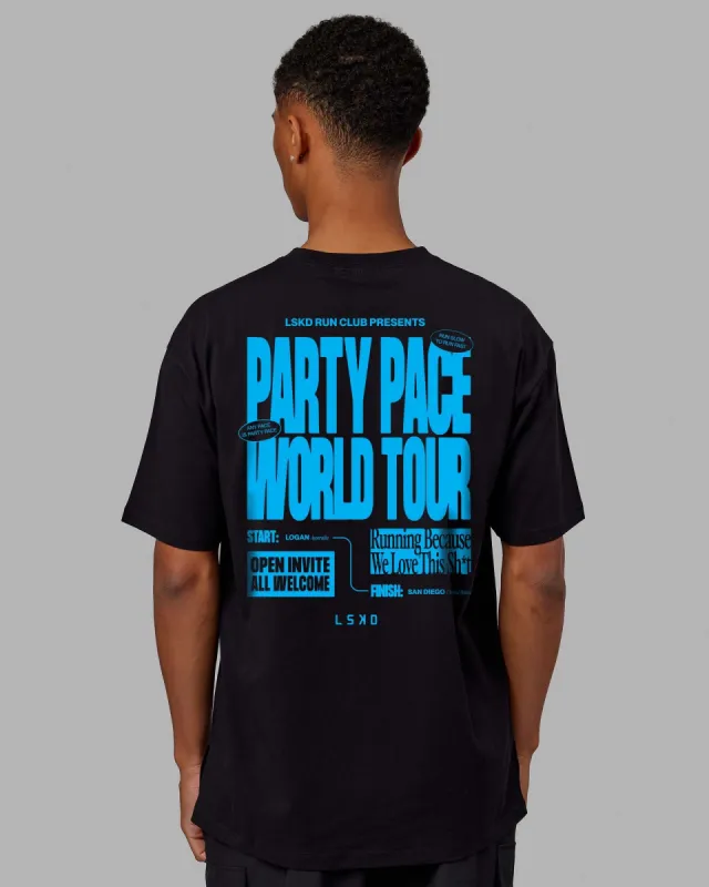 Unisex Party Pace FLXCotton Oversize Tee - Black-Blue sold by LSKD