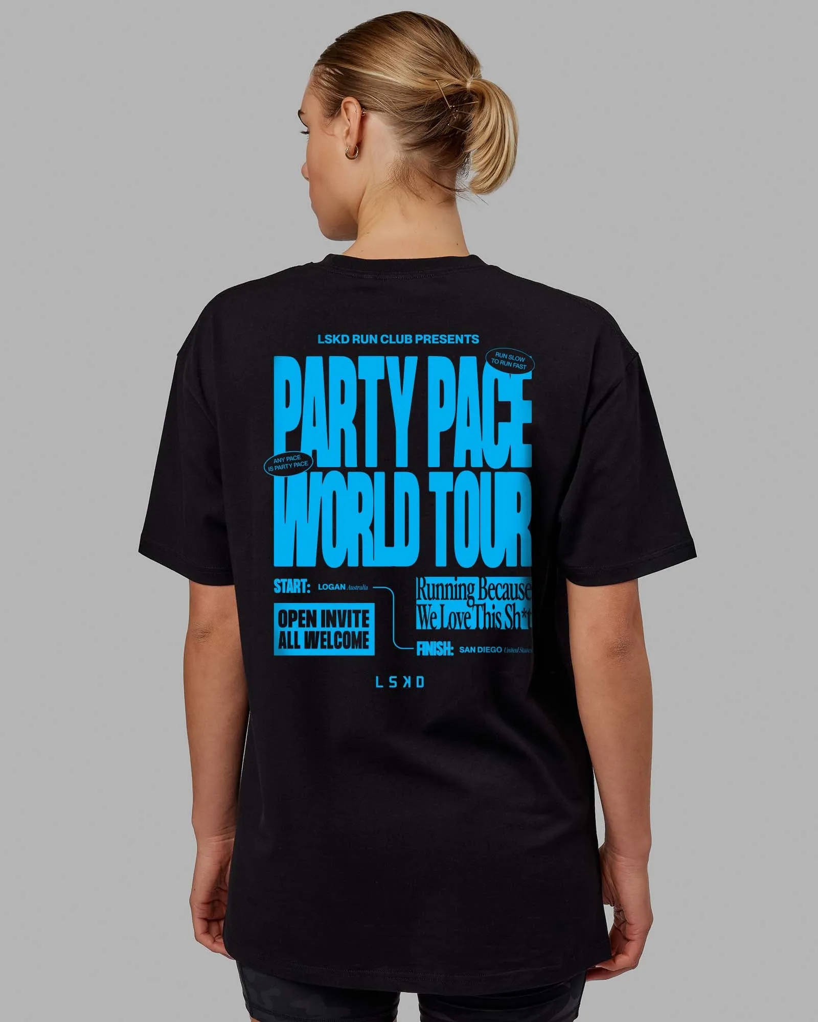 Unisex Party Pace FLXCotton Oversize Tee - Black-Blue sold by LSKD product image thumbnail 5