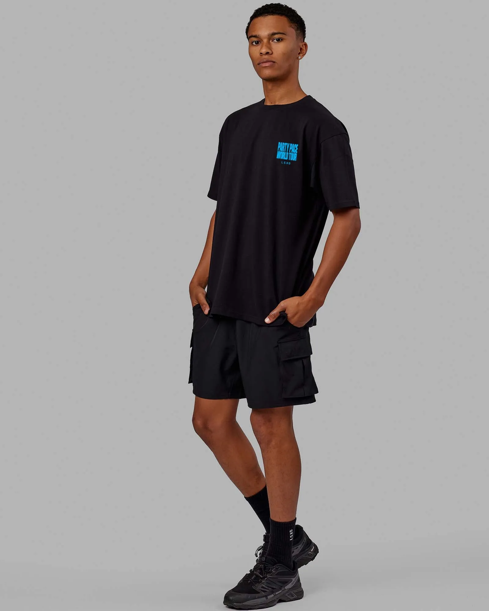 Unisex Party Pace FLXCotton Oversize Tee - Black-Blue sold by LSKD product image thumbnail 4