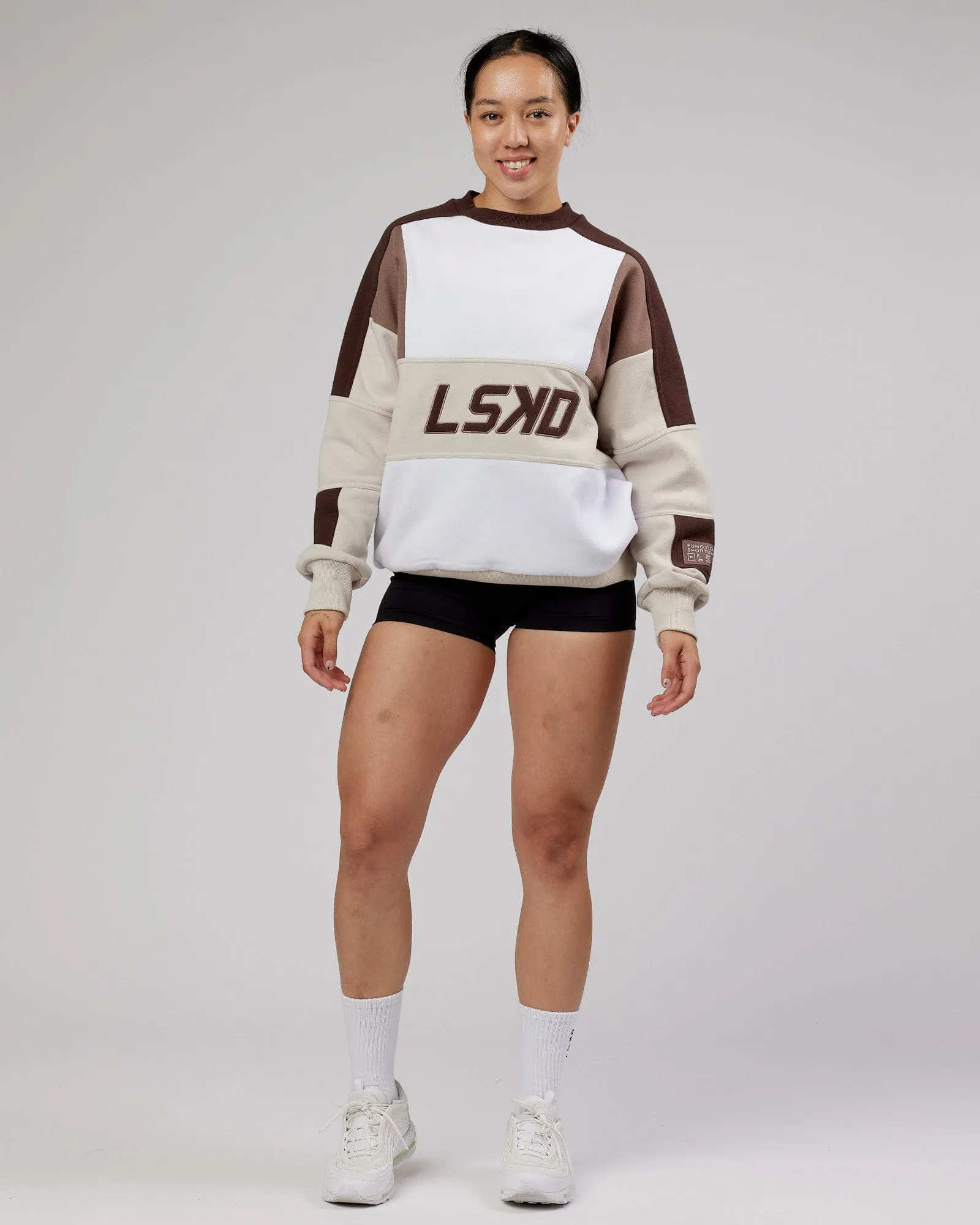 Unisex Slam Sweater Oversize - White-Deep Taupe sold by LSKD product image thumbnail 3