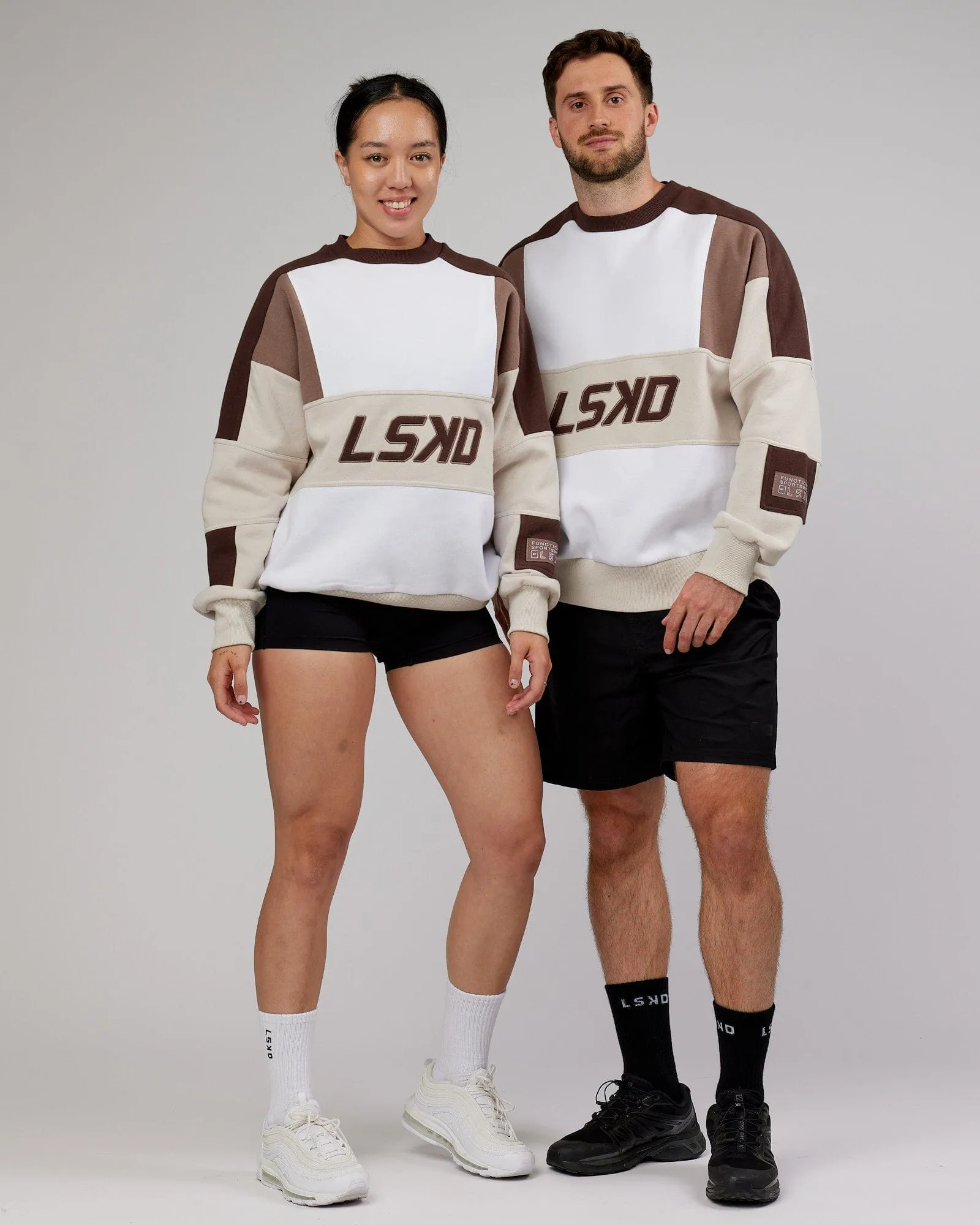 Unisex Slam Sweater Oversize - White-Deep Taupe sold by LSKD product image thumbnail 5