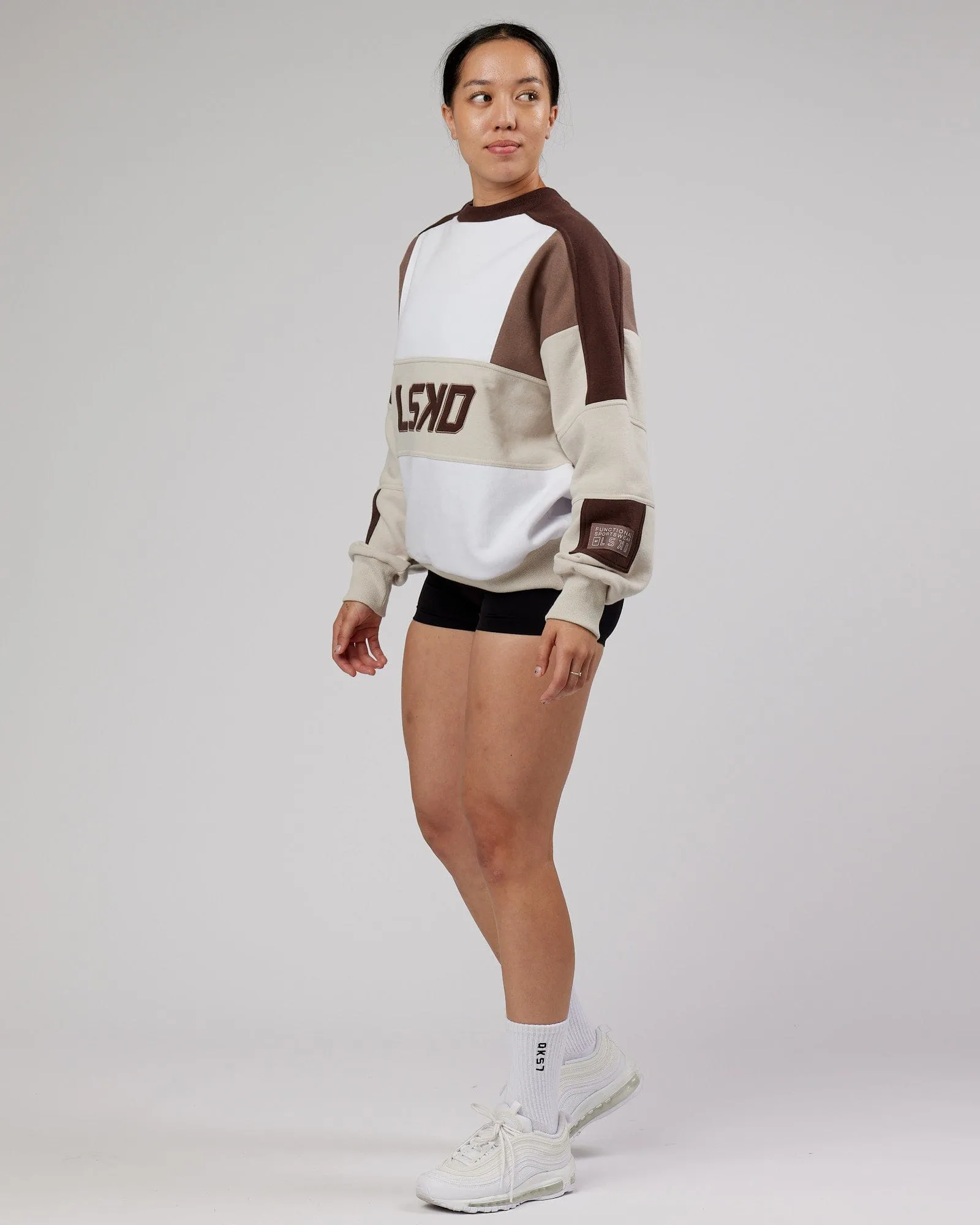 Unisex Slam Sweater Oversize - White-Deep Taupe sold by LSKD product image thumbnail 4