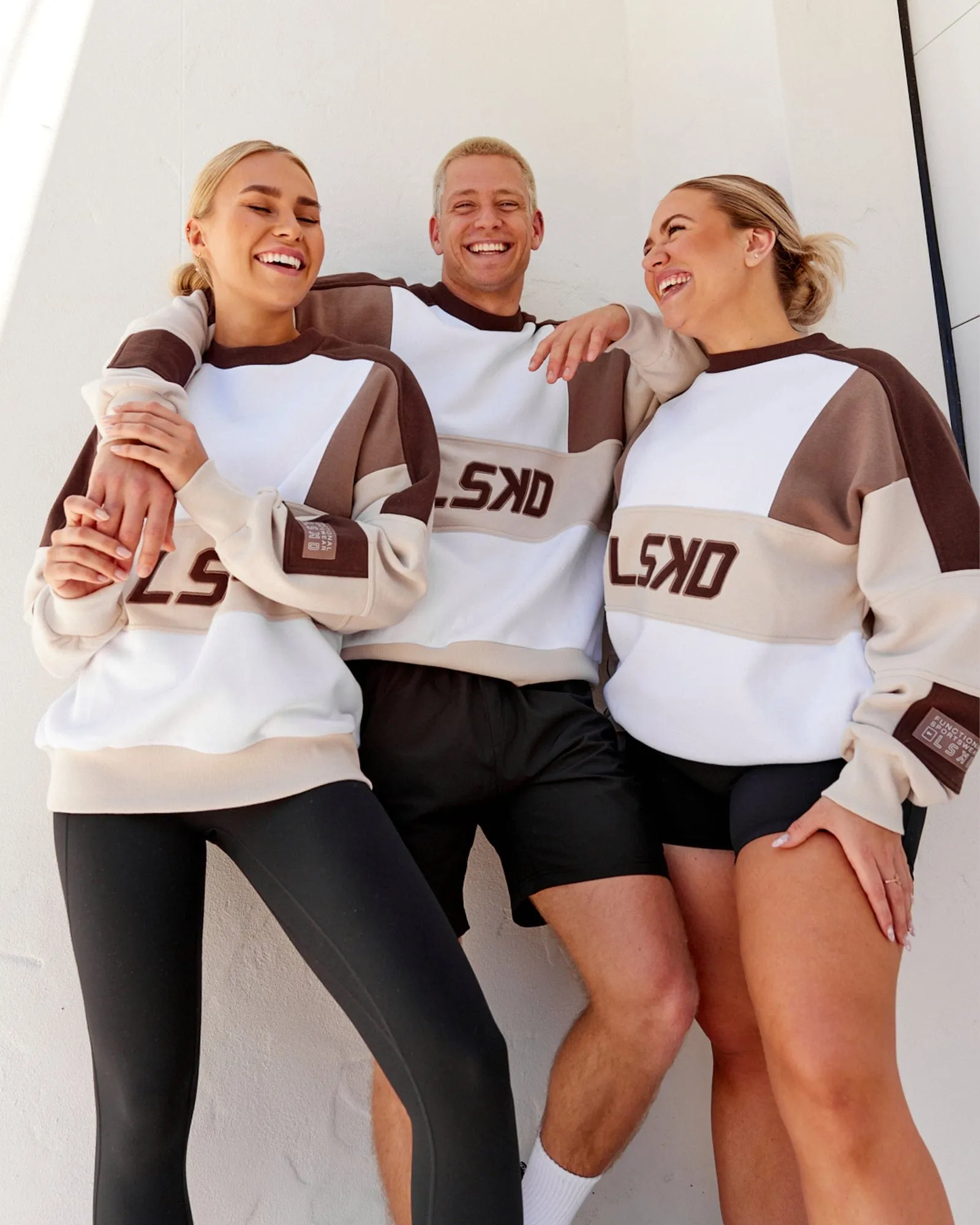 Unisex Slam Sweater Oversize - White-Deep Taupe sold by LSKD product image thumbnail 2