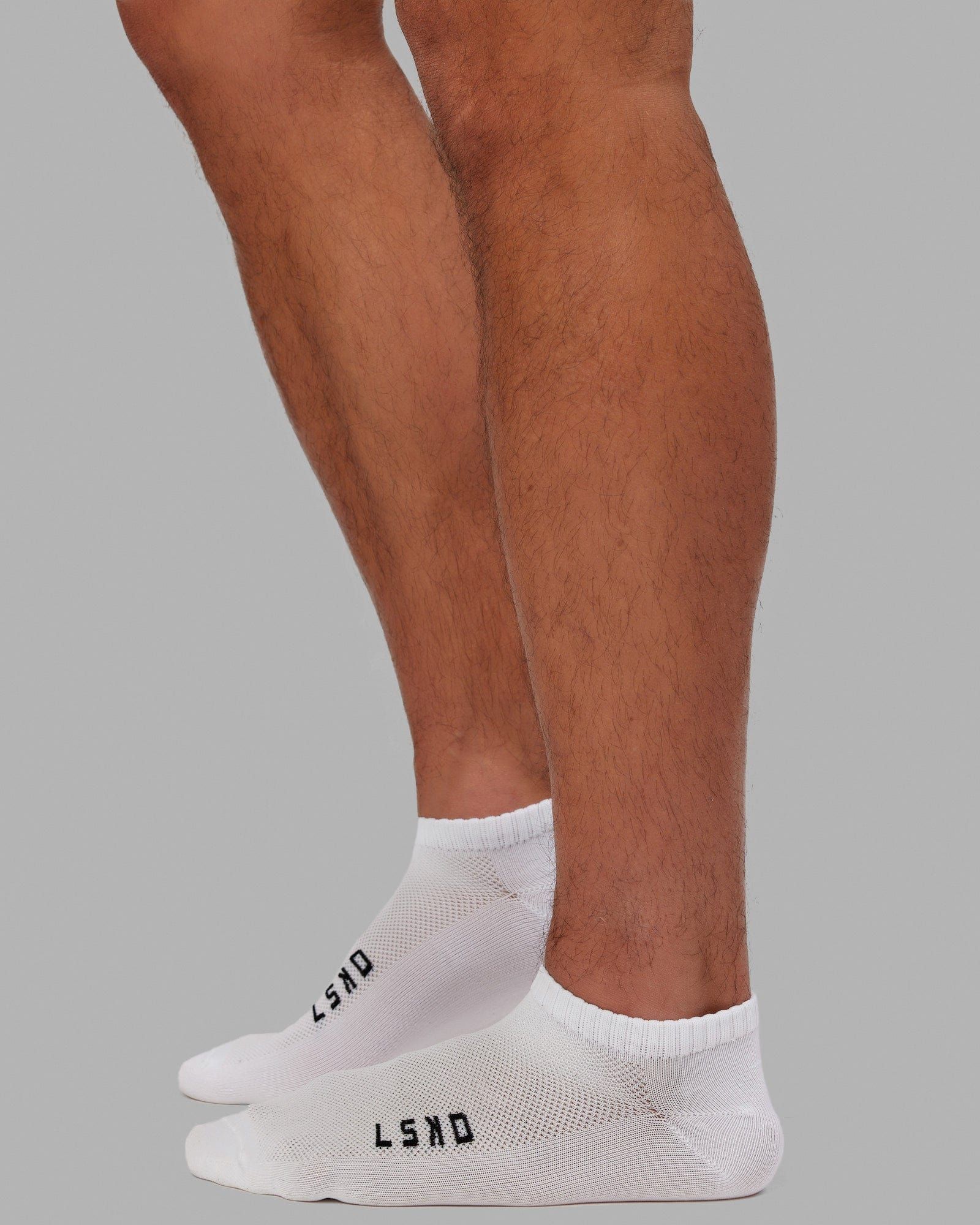 Mens 3 Pack Covert Ankle Socks - White sold by LSKD