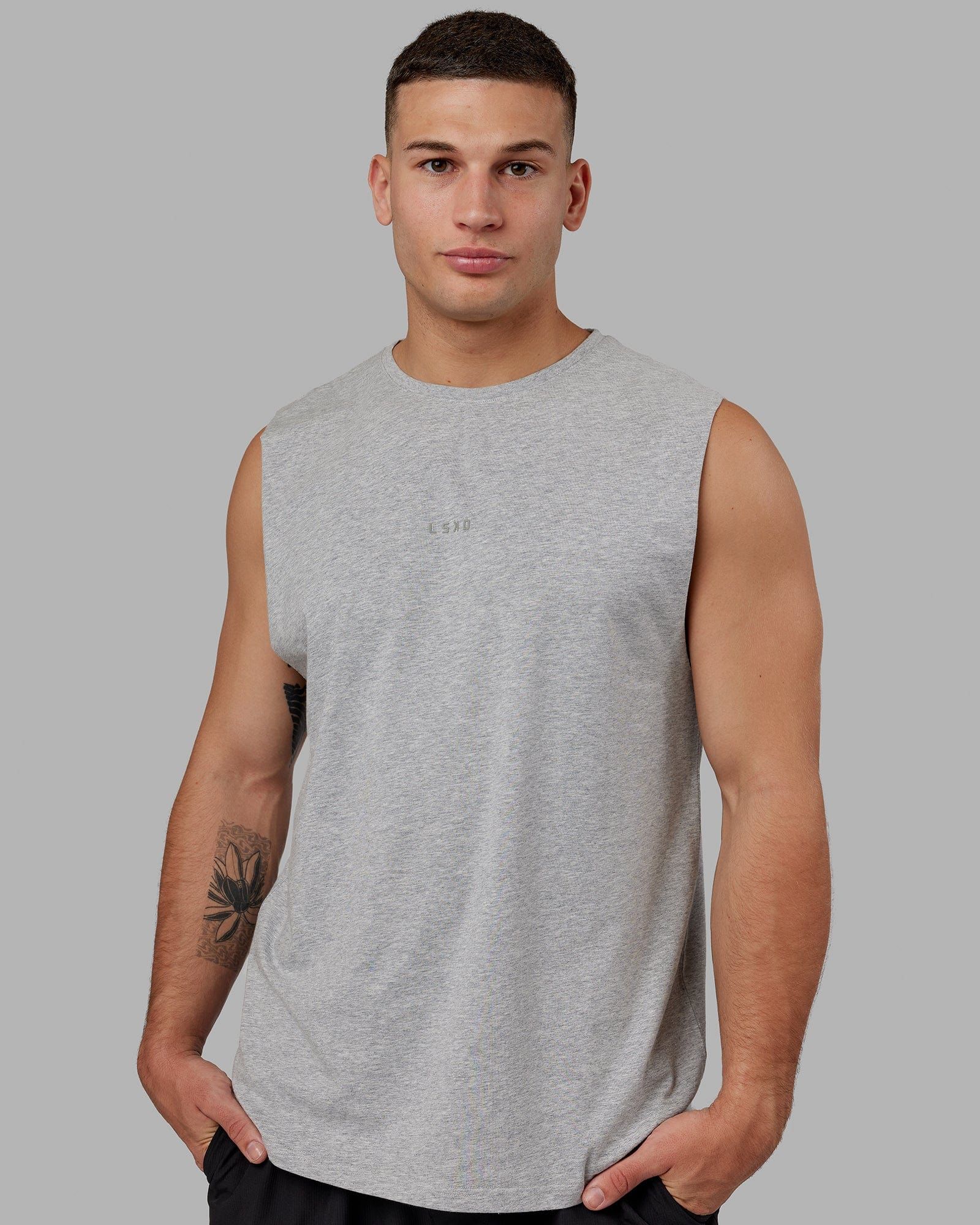 Base FLXCotton Tank - Light Grey Marl sold by LSKD
