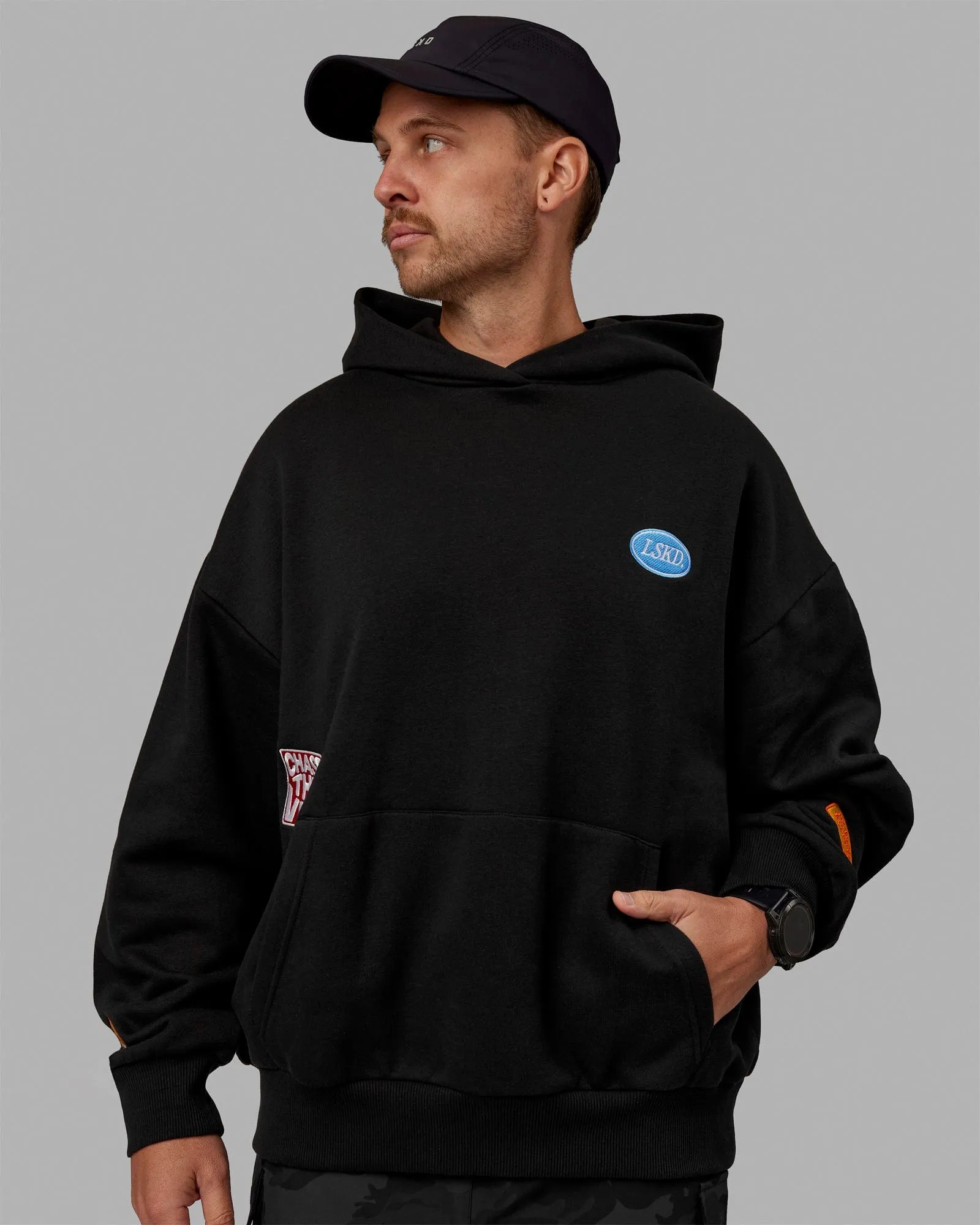 Unisex Patch Hoodie Oversize - Black sold by LSKD product image thumbnail 5