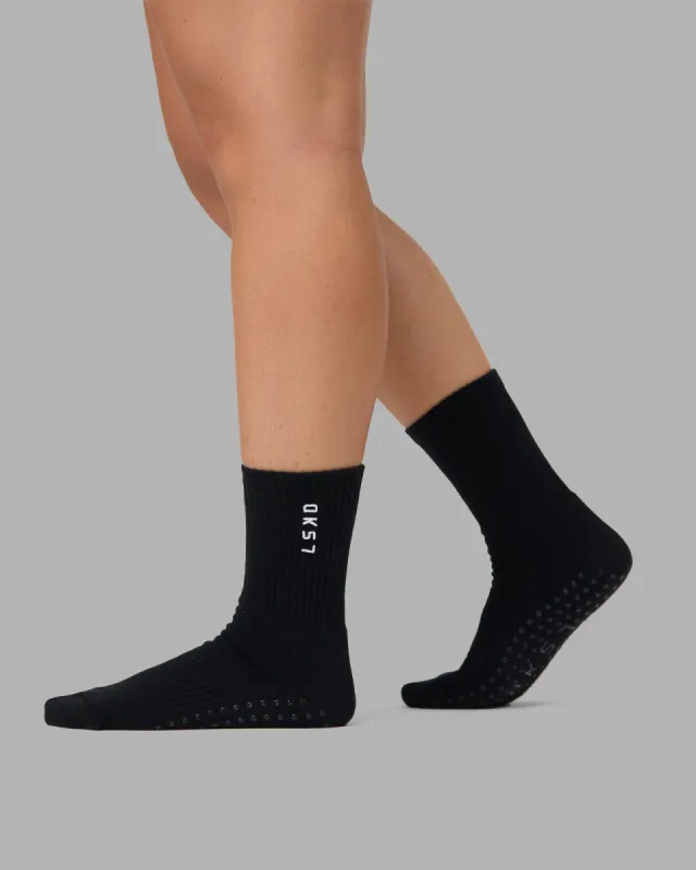 Signal Crew Pilates Grip Sock - Black-Black made by LSKD