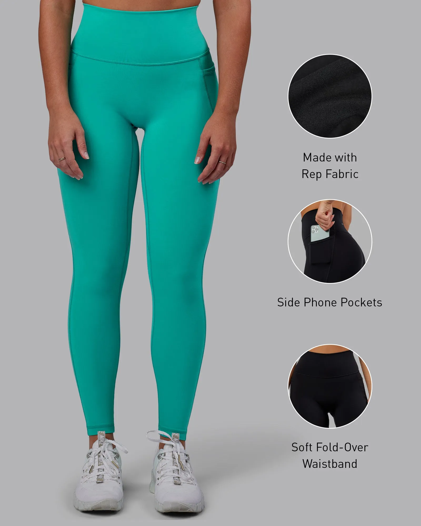 Fusion Full Length Tights - Turquoise Tide sold by LSKD product image thumbnail 2