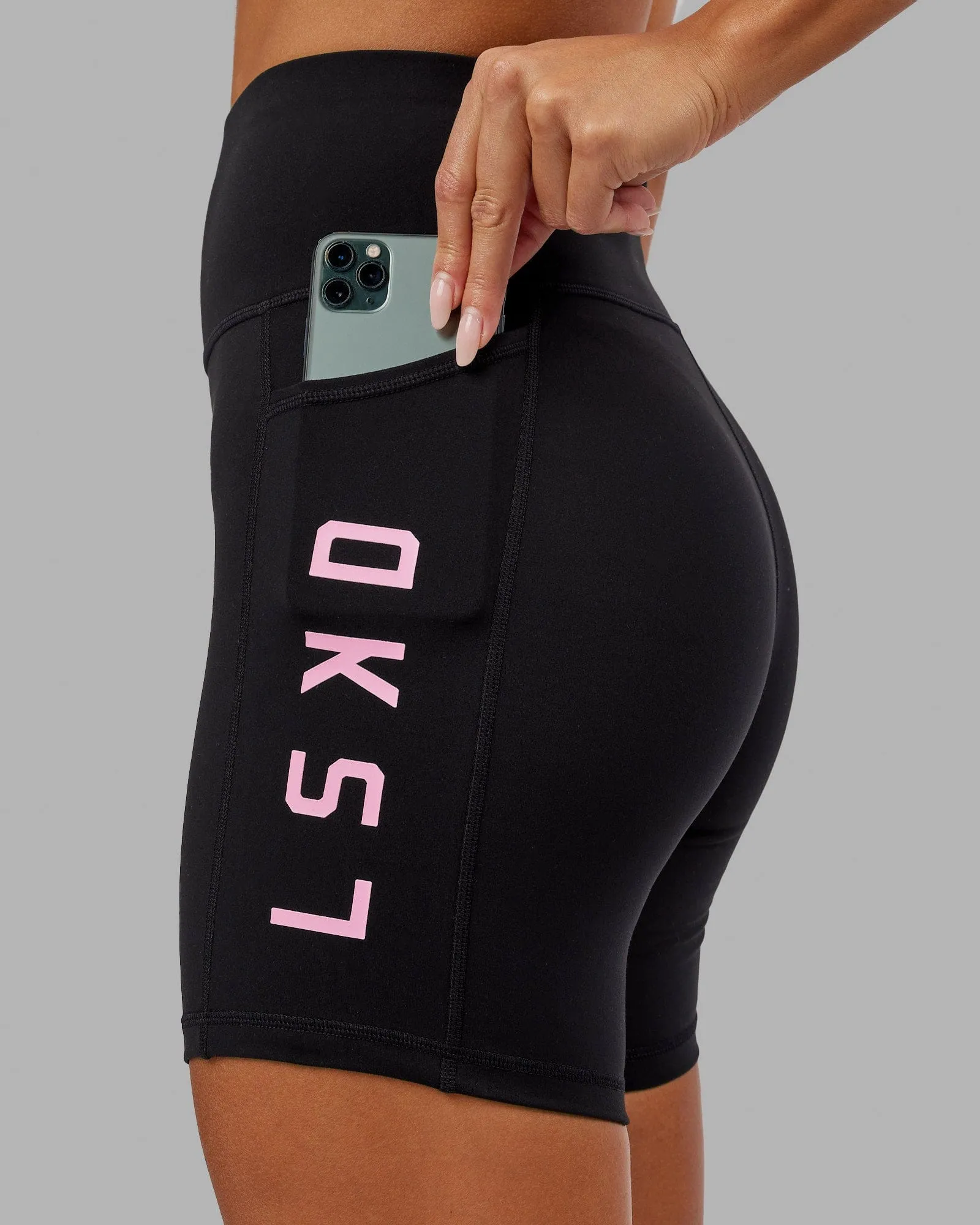 Rep Mid Short Tights - Black-Pink Frosting sold by LSKD product image thumbnail 2