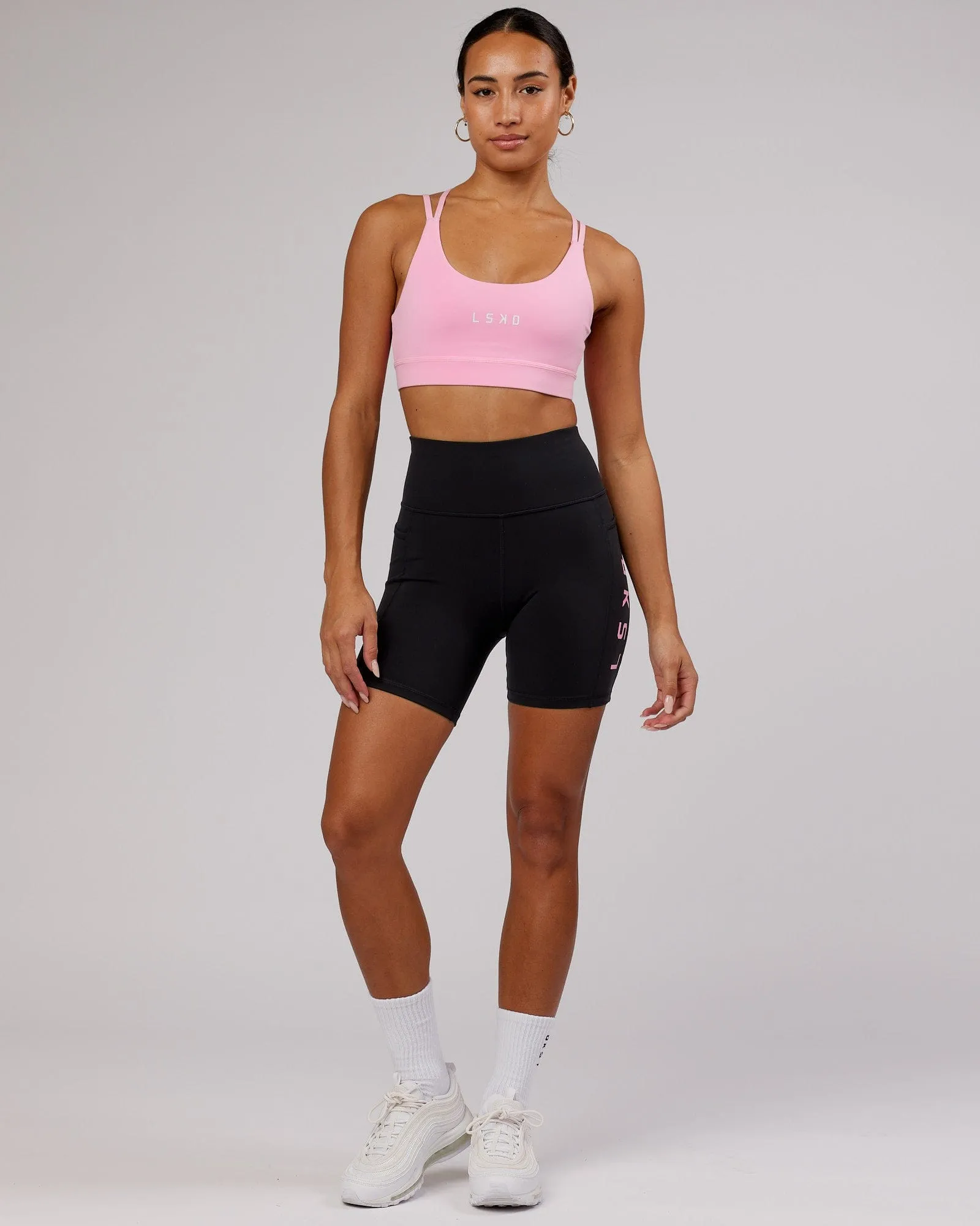 Rep Mid Short Tights - Black-Pink Frosting sold by LSKD product image thumbnail 4