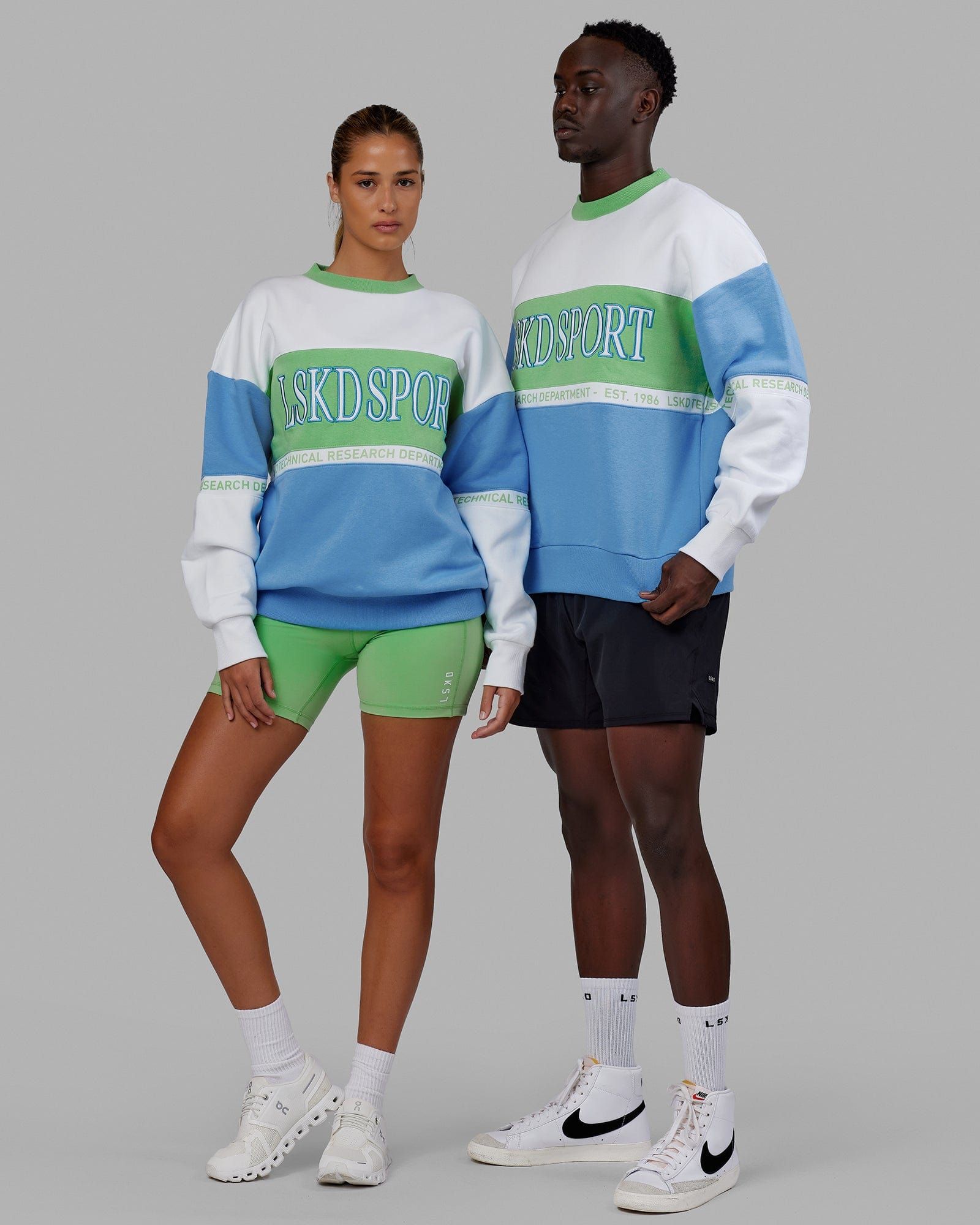 Unisex Sportif Sweater Oversize - Azure Blue-Apple Mint sold by LSKD