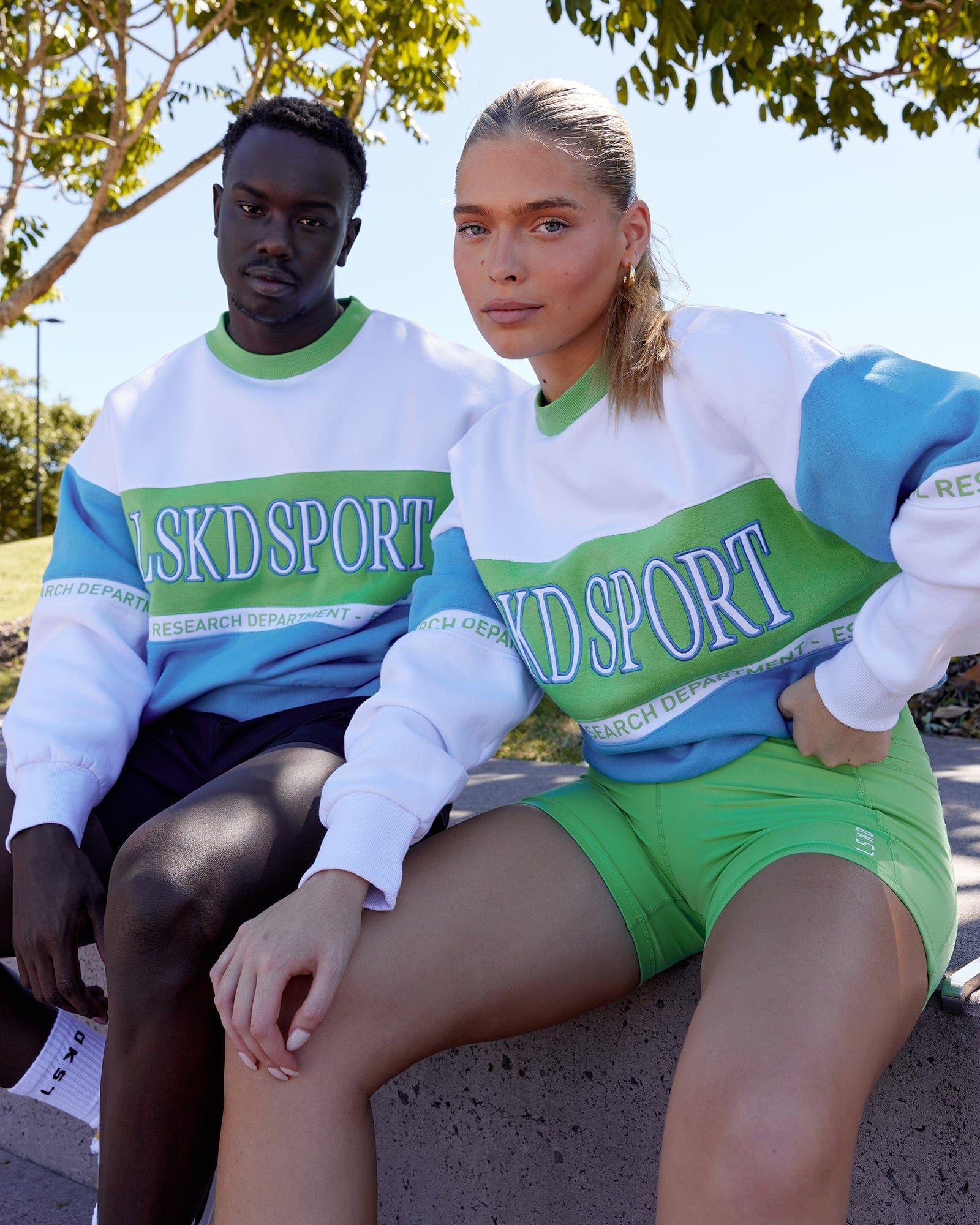 Unisex Sportif Sweater Oversize - Azure Blue-Apple Mint sold by LSKD product image thumbnail 2