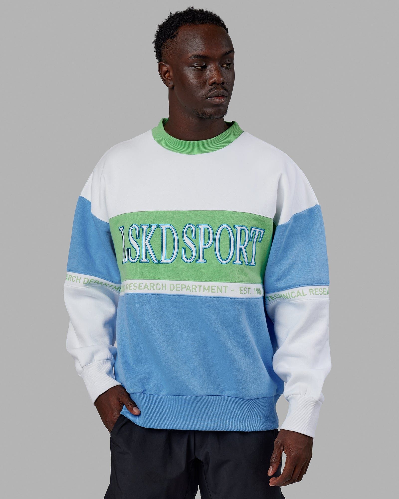 Unisex Sportif Sweater Oversize - Azure Blue-Apple Mint sold by LSKD product image thumbnail 3