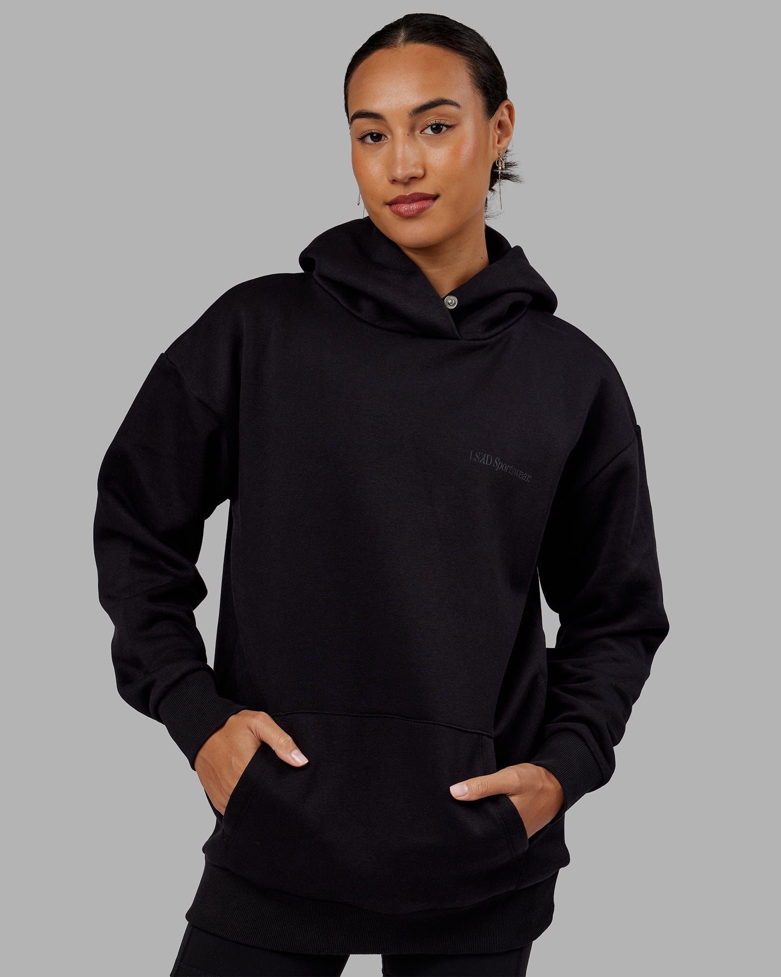 Unisex Motion Hoodie Oversize - Black-Black sold by LSKD product image thumbnail 3