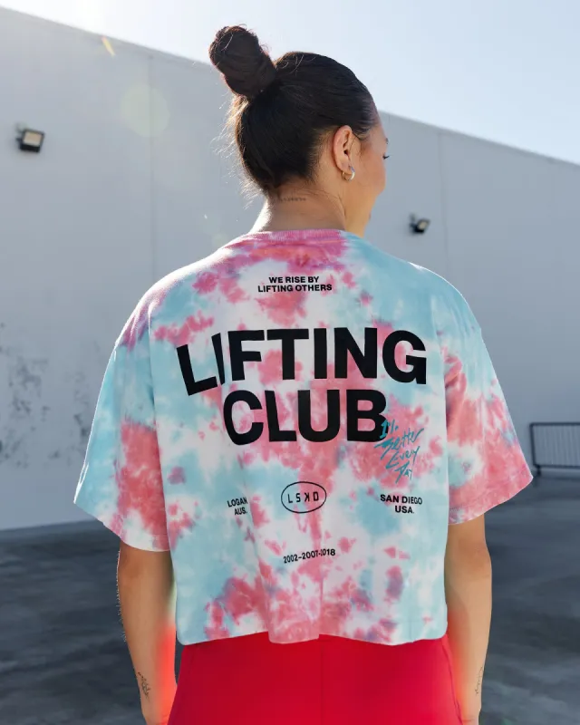 Lifting Club Cropped Heavyweight Tee - Scarlet-Tie Dye sold by LSKD