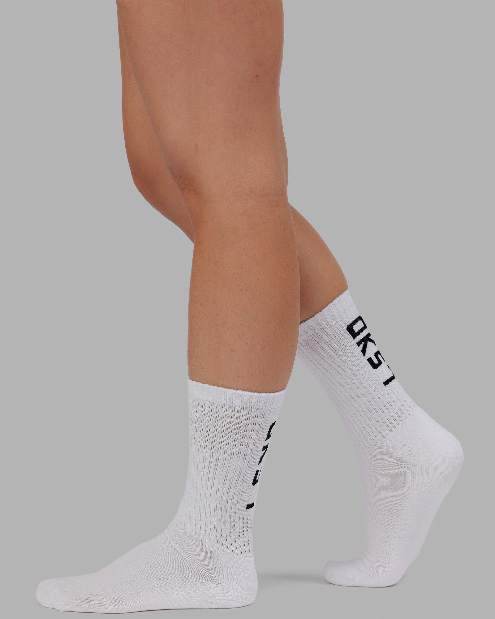 Brand Crew Socks - White sold by LSKD