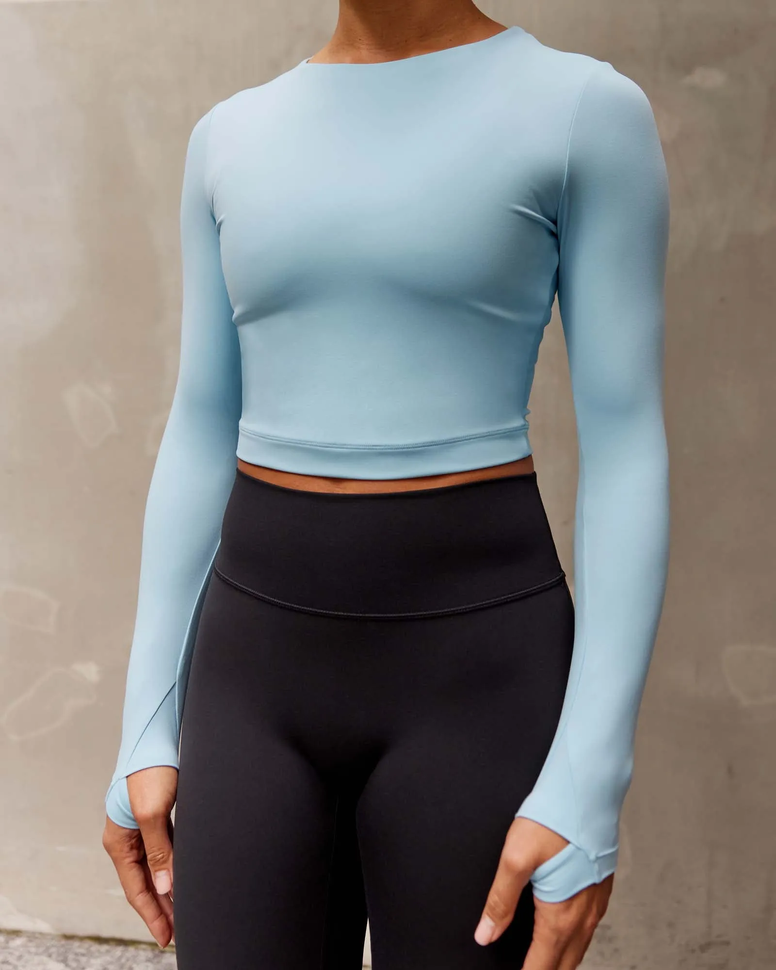Staple Long Sleeve Cropped Tee - Glacial Blue sold by LSKD product image thumbnail 2