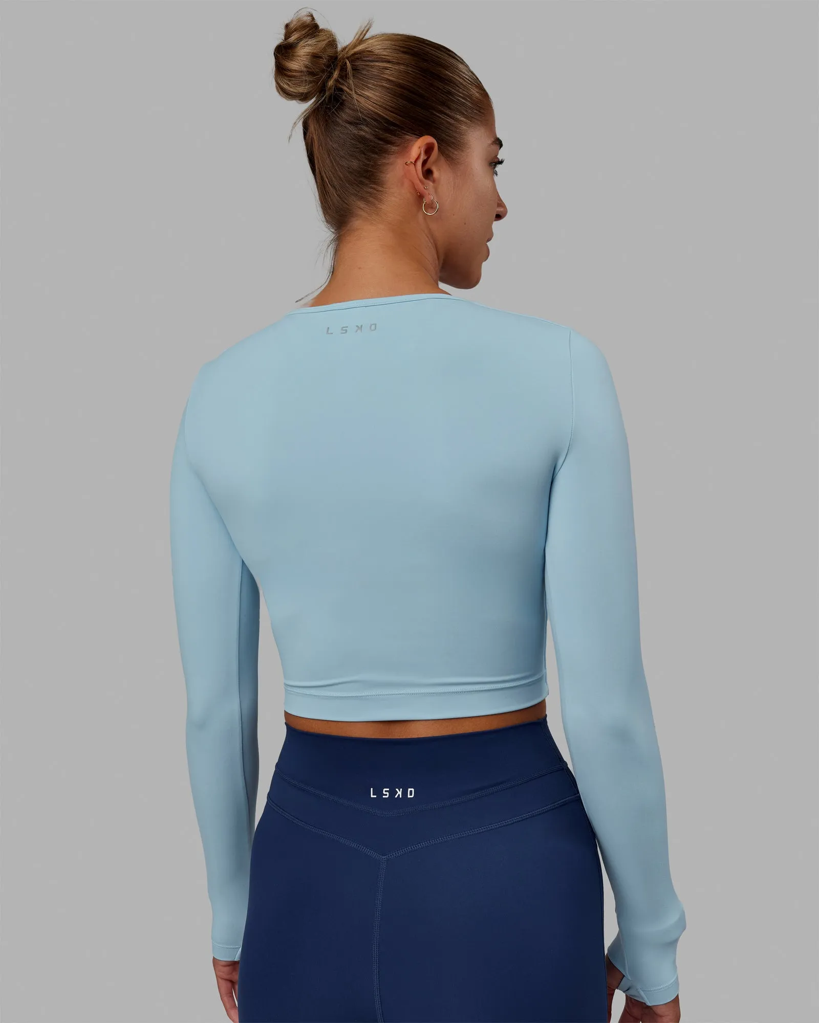 Staple Long Sleeve Cropped Tee - Glacial Blue sold by LSKD product image thumbnail 4