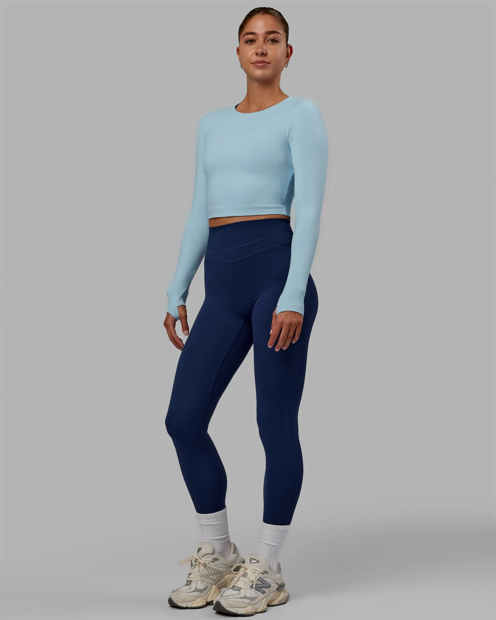 Staple Long Sleeve Cropped Tee - Glacial Blue sold by LSKD product image thumbnail 5