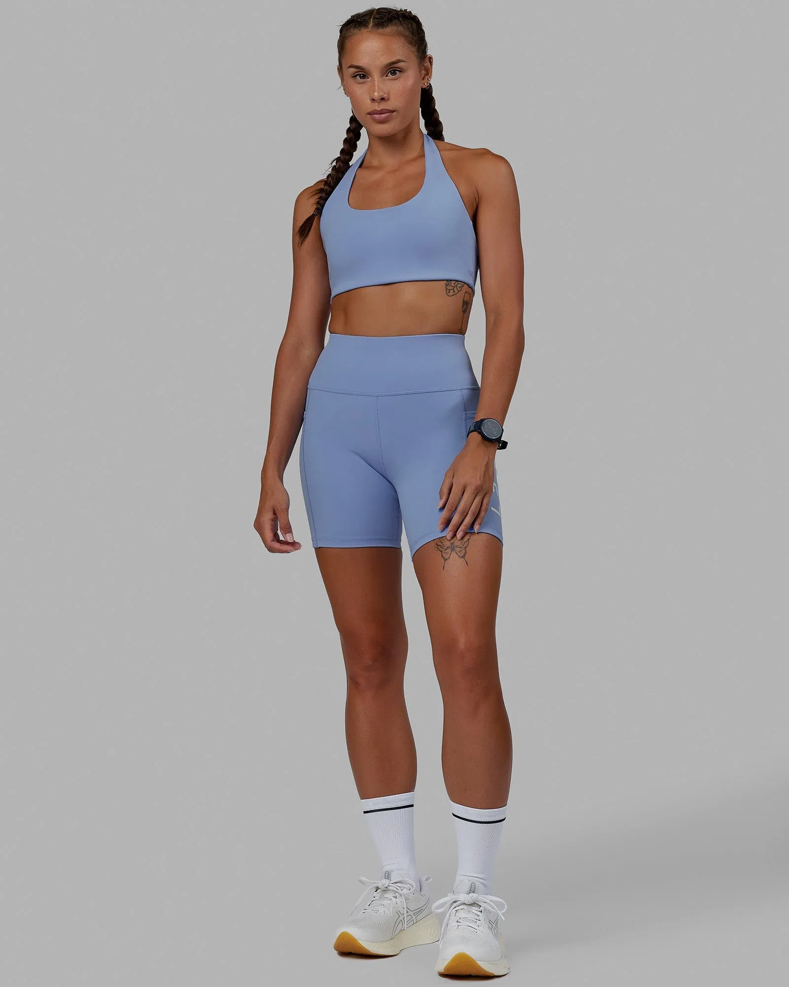 Rep Mid Short Tights - Arctic Blue-White sold by LSKD product image thumbnail 2