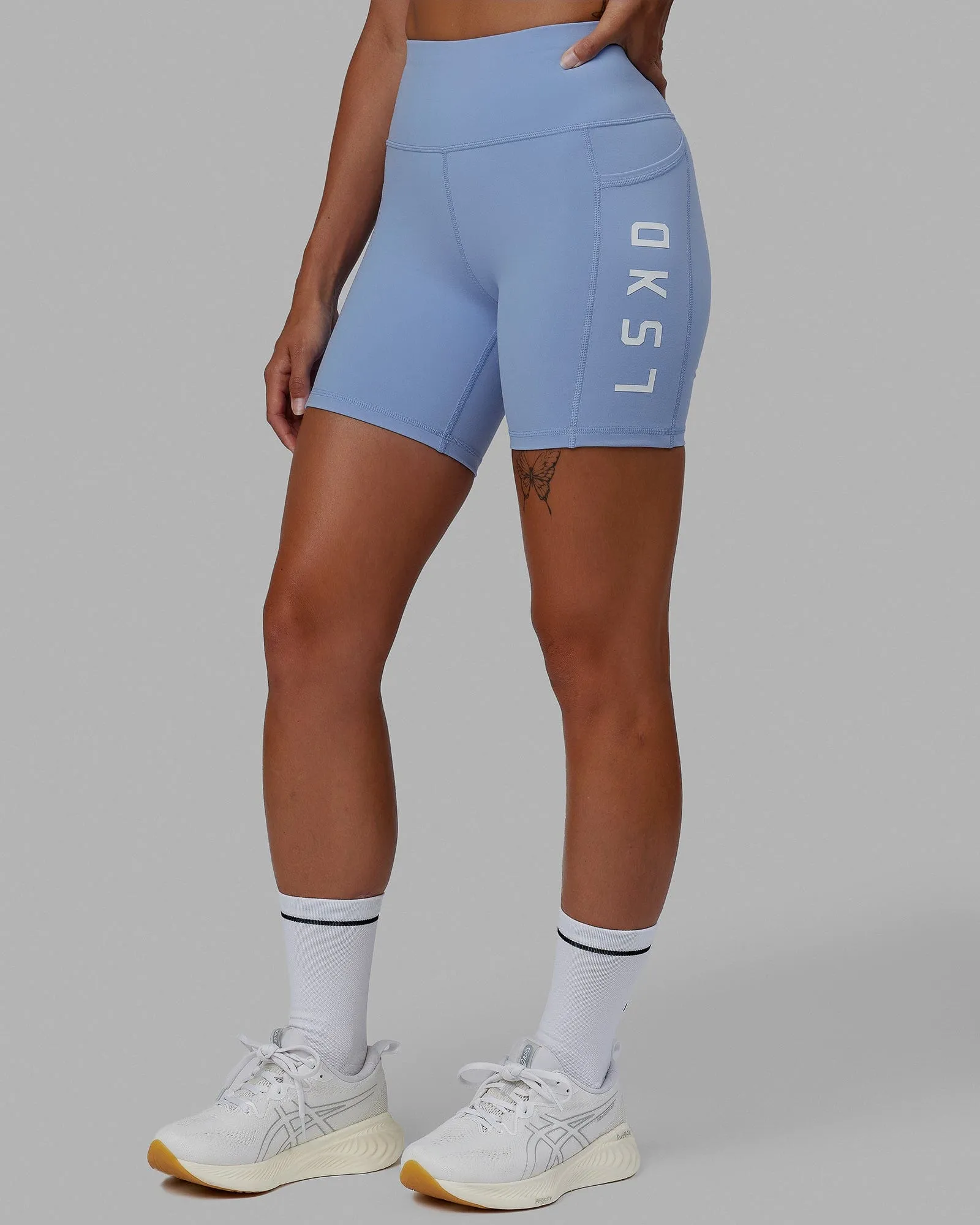 Rep Mid Short Tights - Arctic Blue-White sold by LSKD product image thumbnail 3