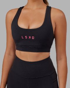 Rep Sports Bra - Black-Boysenberry sold by LSKD