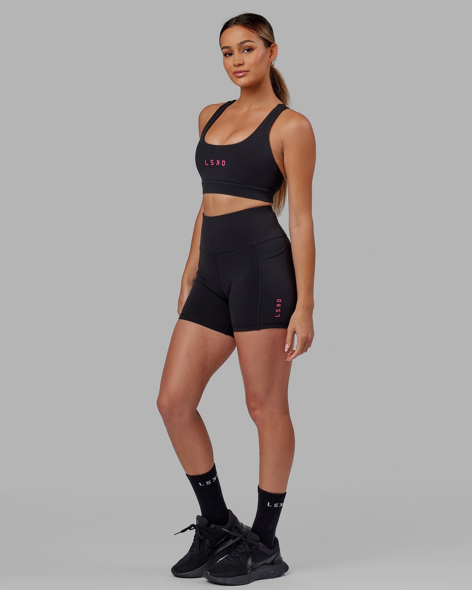 Rep Sports Bra - Black-Boysenberry sold by LSKD product image thumbnail 4