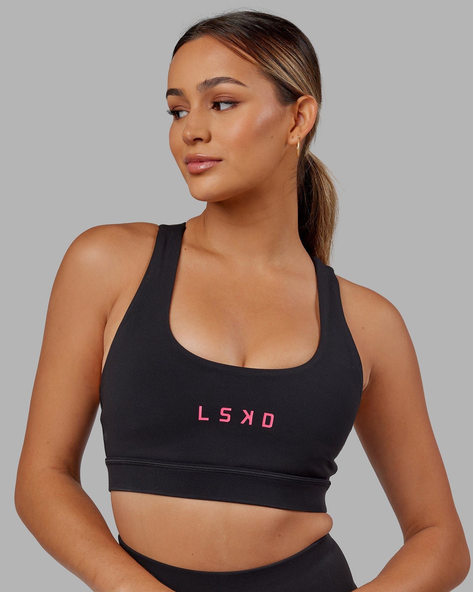 Rep Sports Bra - Black-Boysenberry sold by LSKD