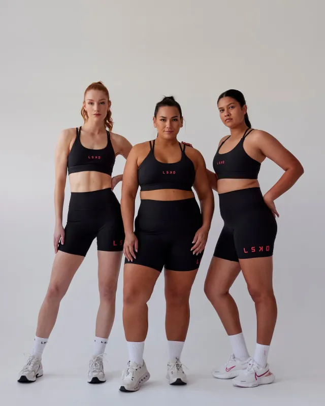 Bridge Sports Bra - Black-Raspberry sold by LSKD
