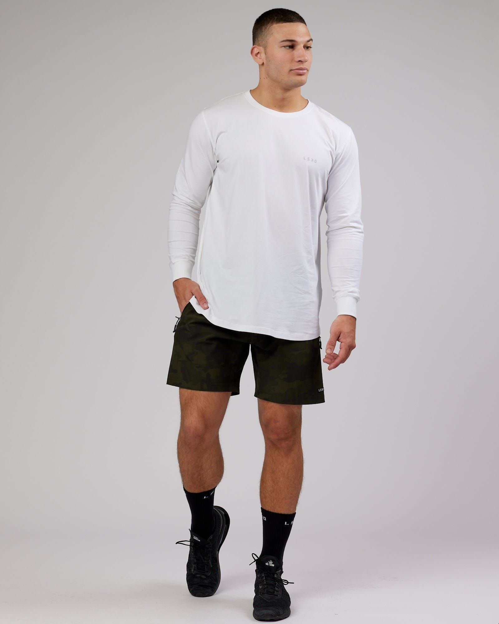 Deluxe PimaFLX LS Tee - White sold by LSKD product image thumbnail 2