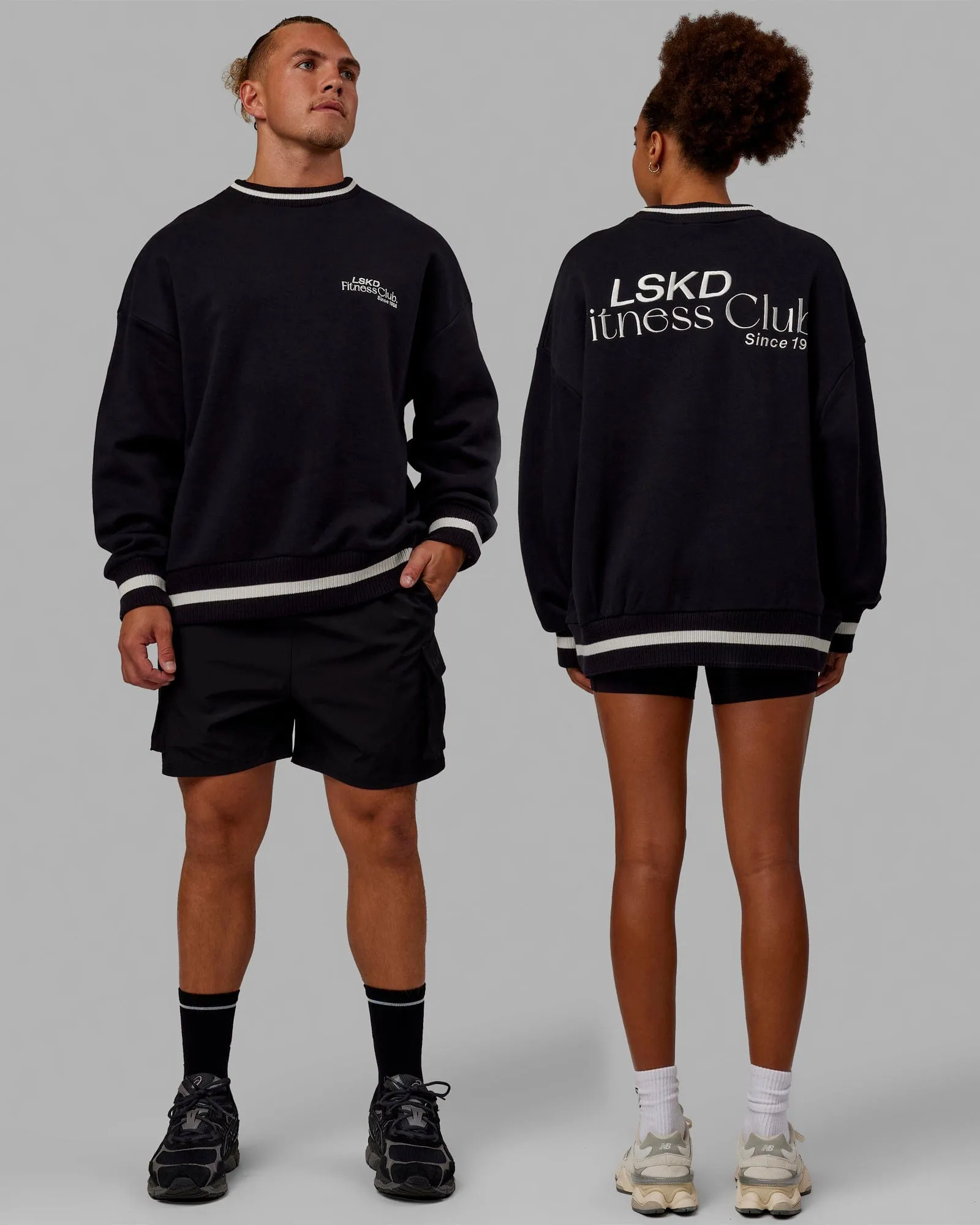 Unisex Fitness Club Sweater Oversize - Black-Off White sold by LSKD
