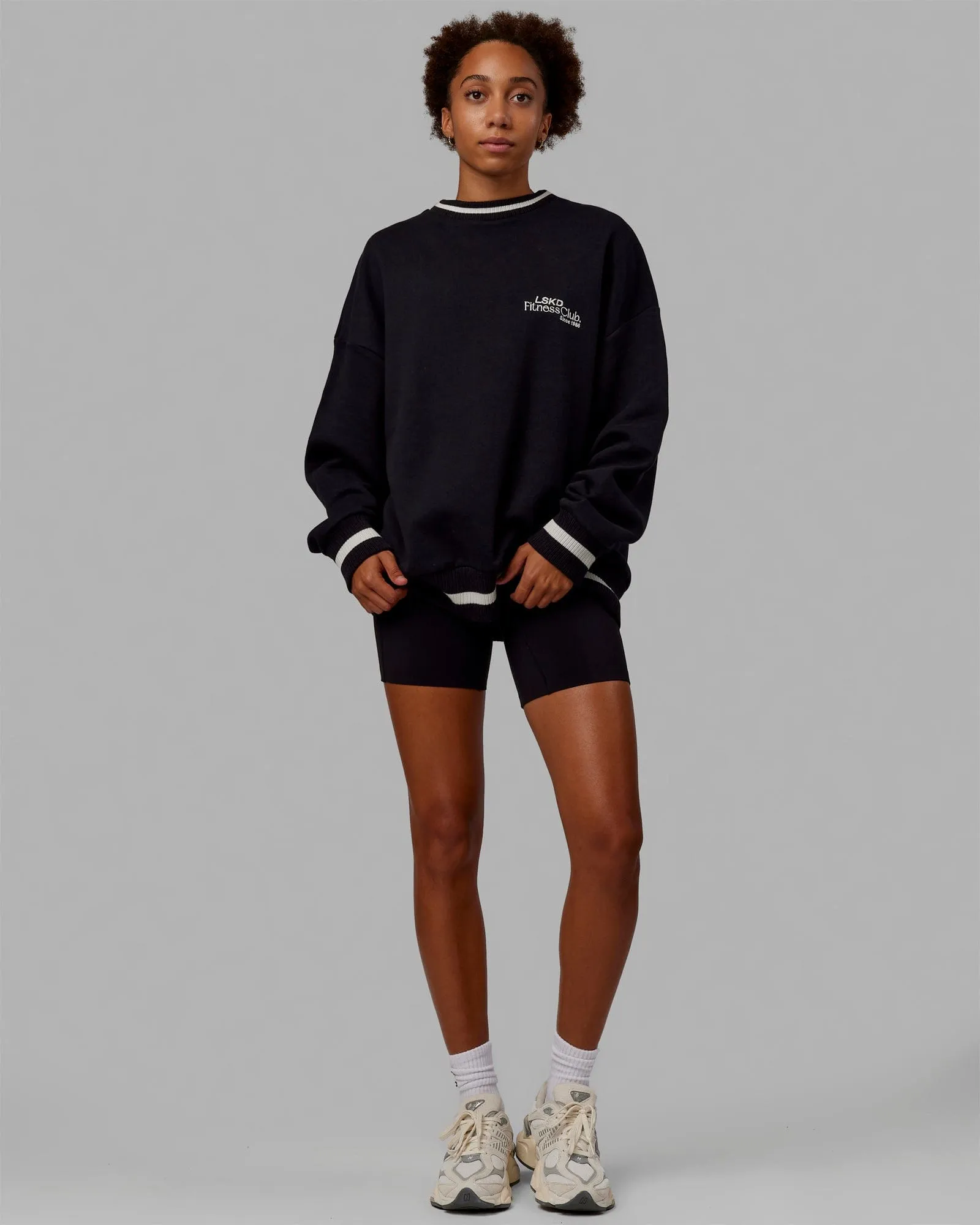 Unisex Fitness Club Sweater Oversize - Black-Off White sold by LSKD product image thumbnail 4