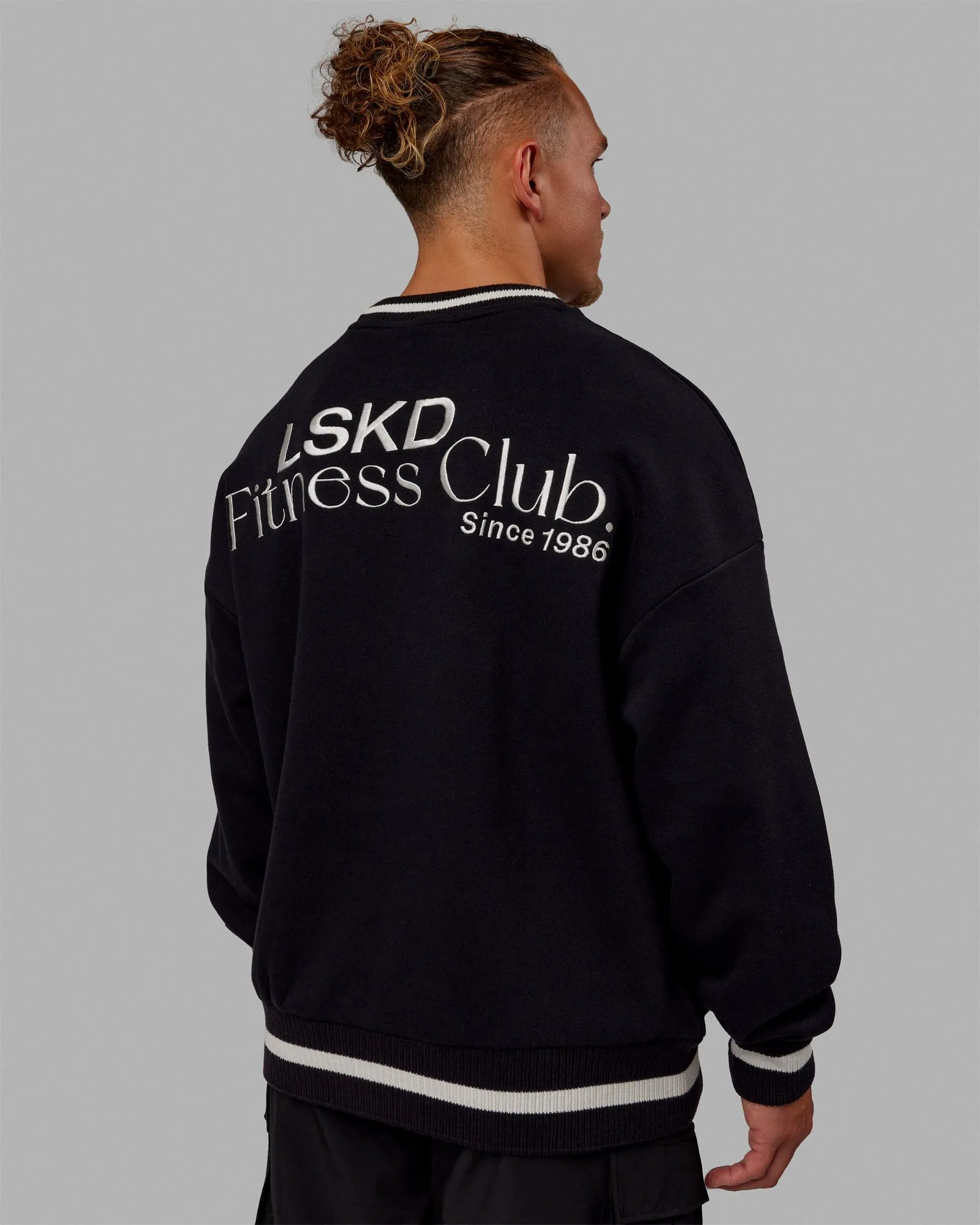 Unisex Fitness Club Sweater Oversize - Black-Off White sold by LSKD product image thumbnail 5