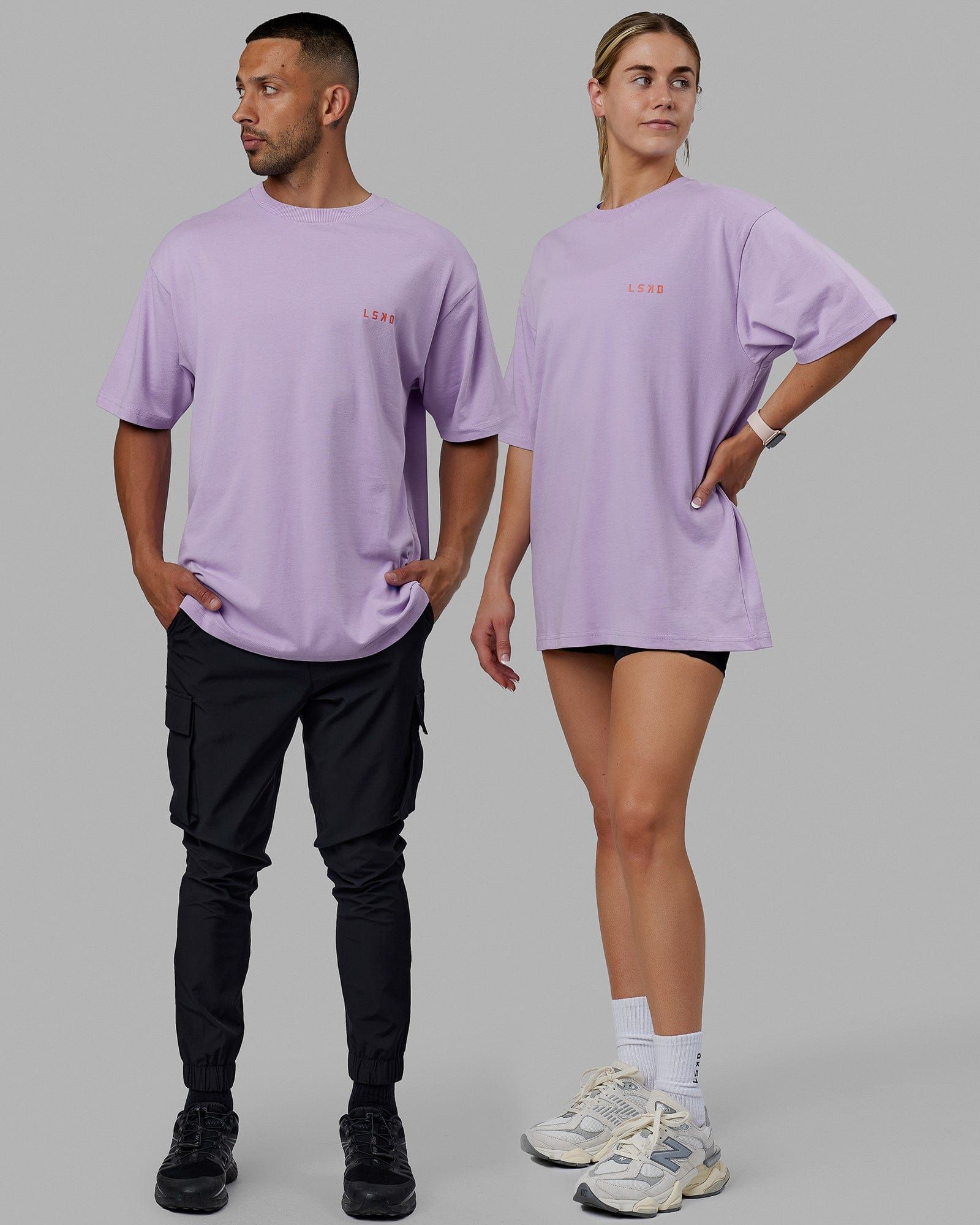 Unisex Endeavour Heavyweight Tee Oversize - Pale Lilac-Impact Orange sold by LSKD product image thumbnail 5