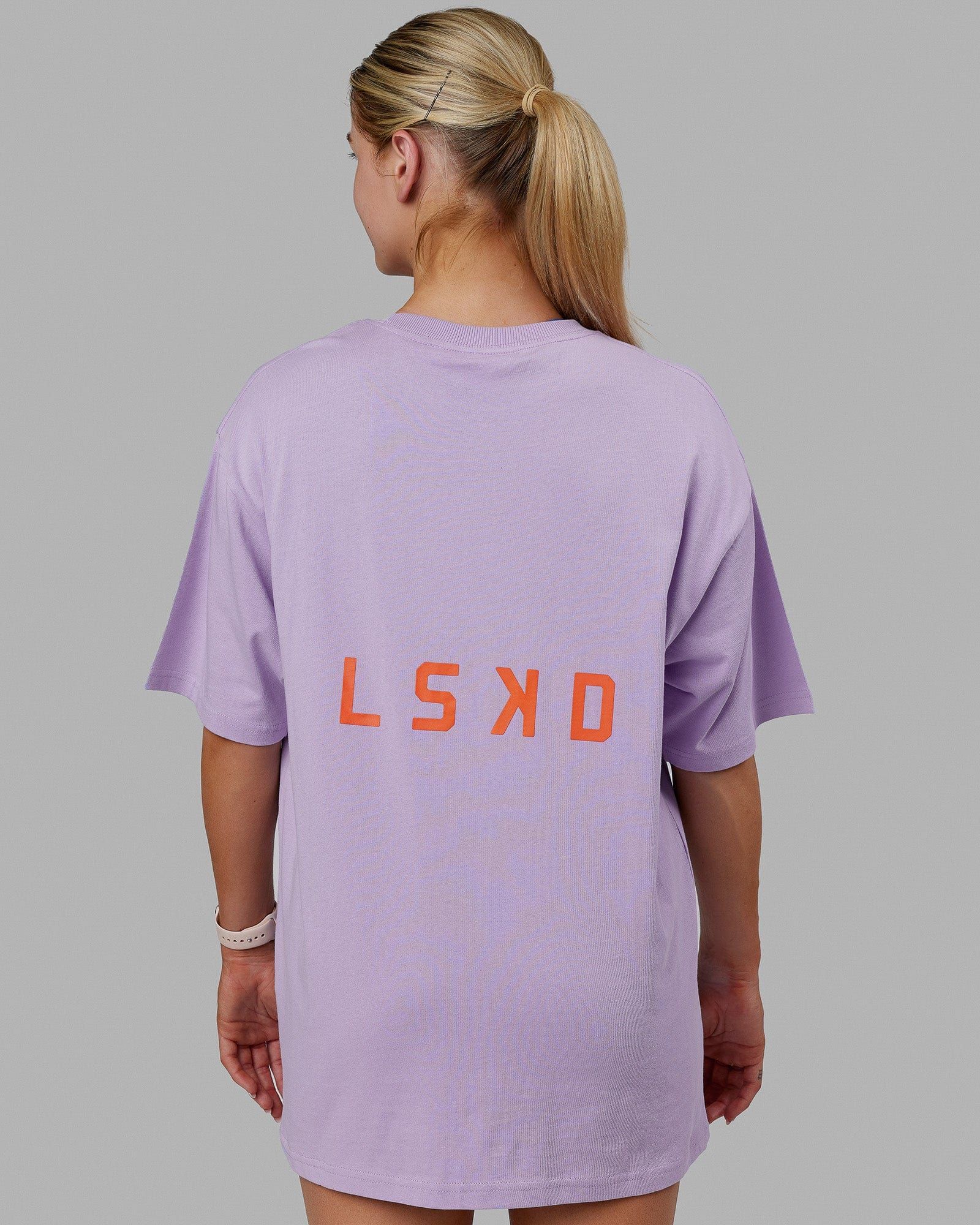 Unisex Endeavour Heavyweight Tee Oversize - Pale Lilac-Impact Orange sold by LSKD product image thumbnail 4