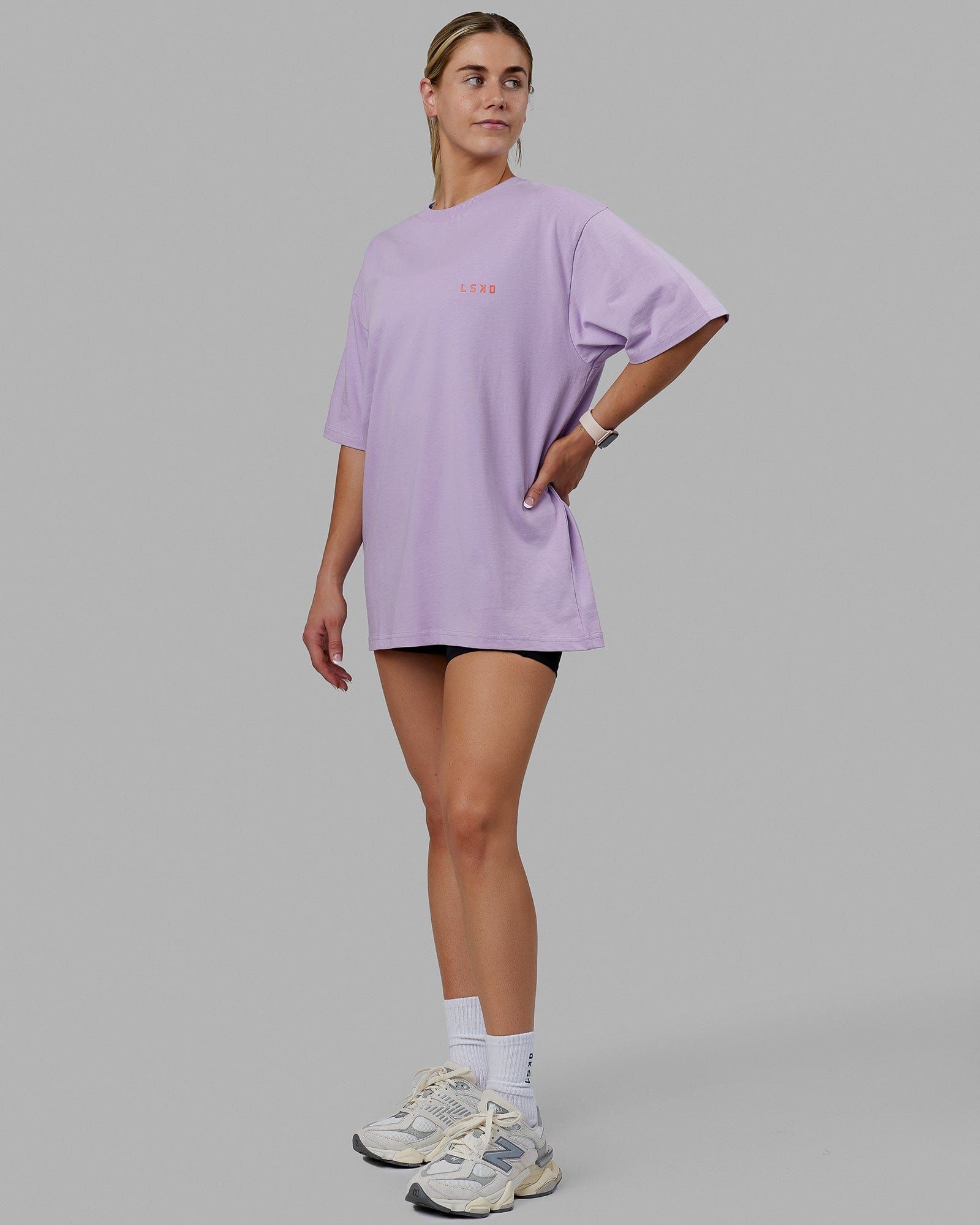 Unisex Endeavour Heavyweight Tee Oversize - Pale Lilac-Impact Orange sold by LSKD product image thumbnail 3