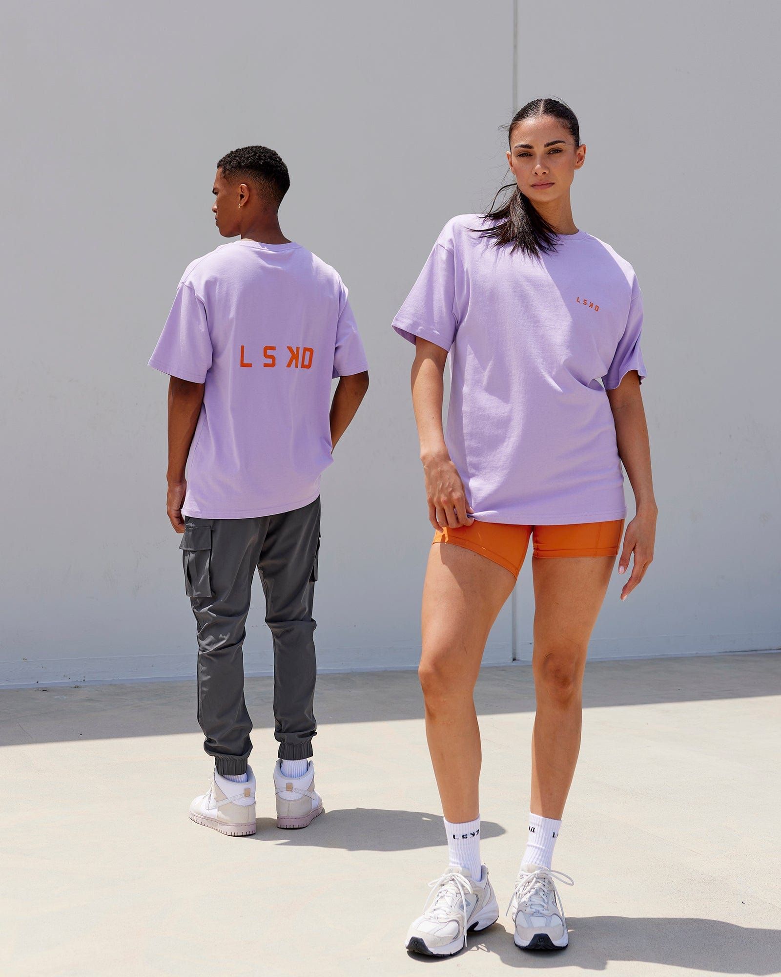 Unisex Endeavour Heavyweight Tee Oversize - Pale Lilac-Impact Orange sold by LSKD