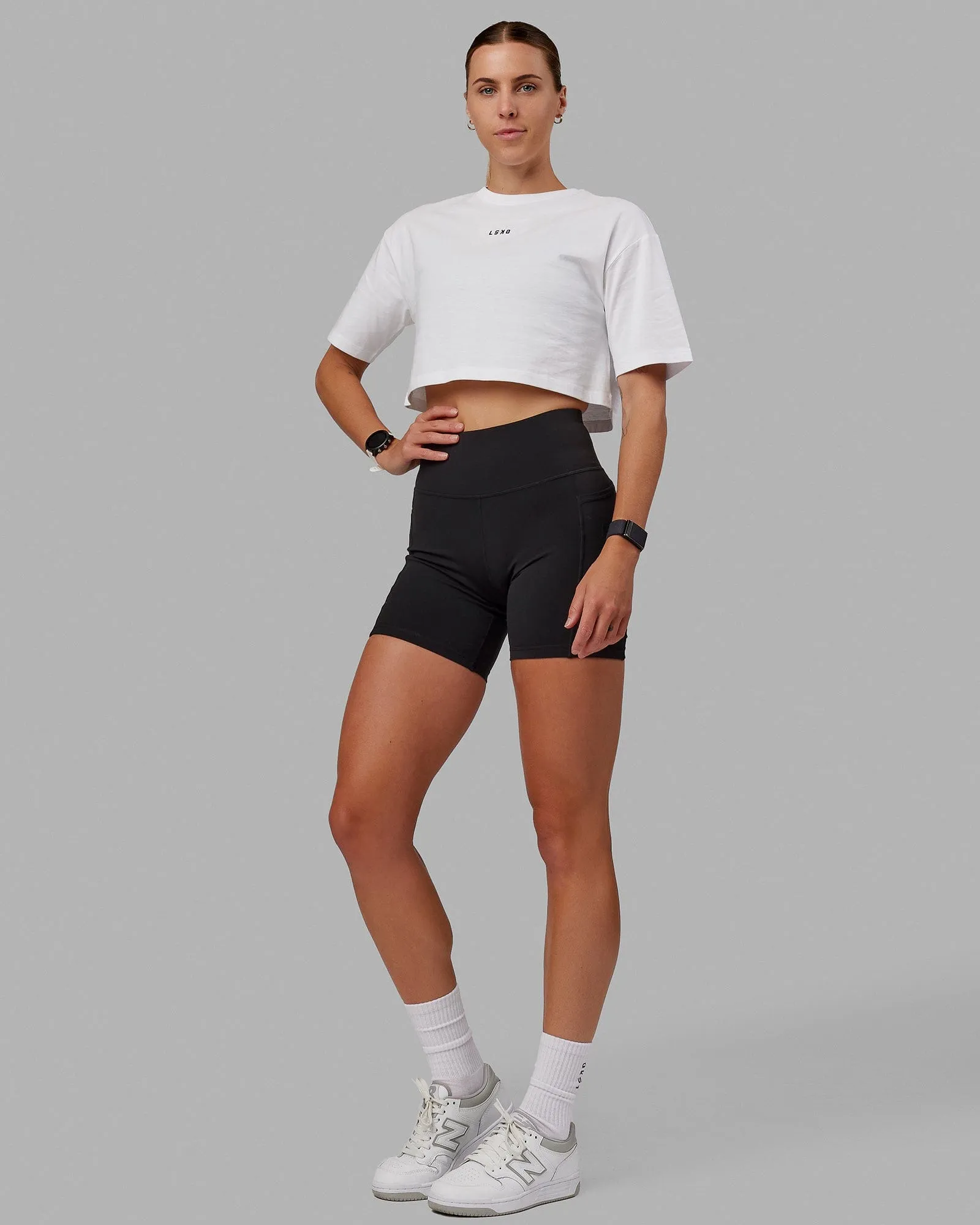 Hustle Cropped Tee - White sold by LSKD