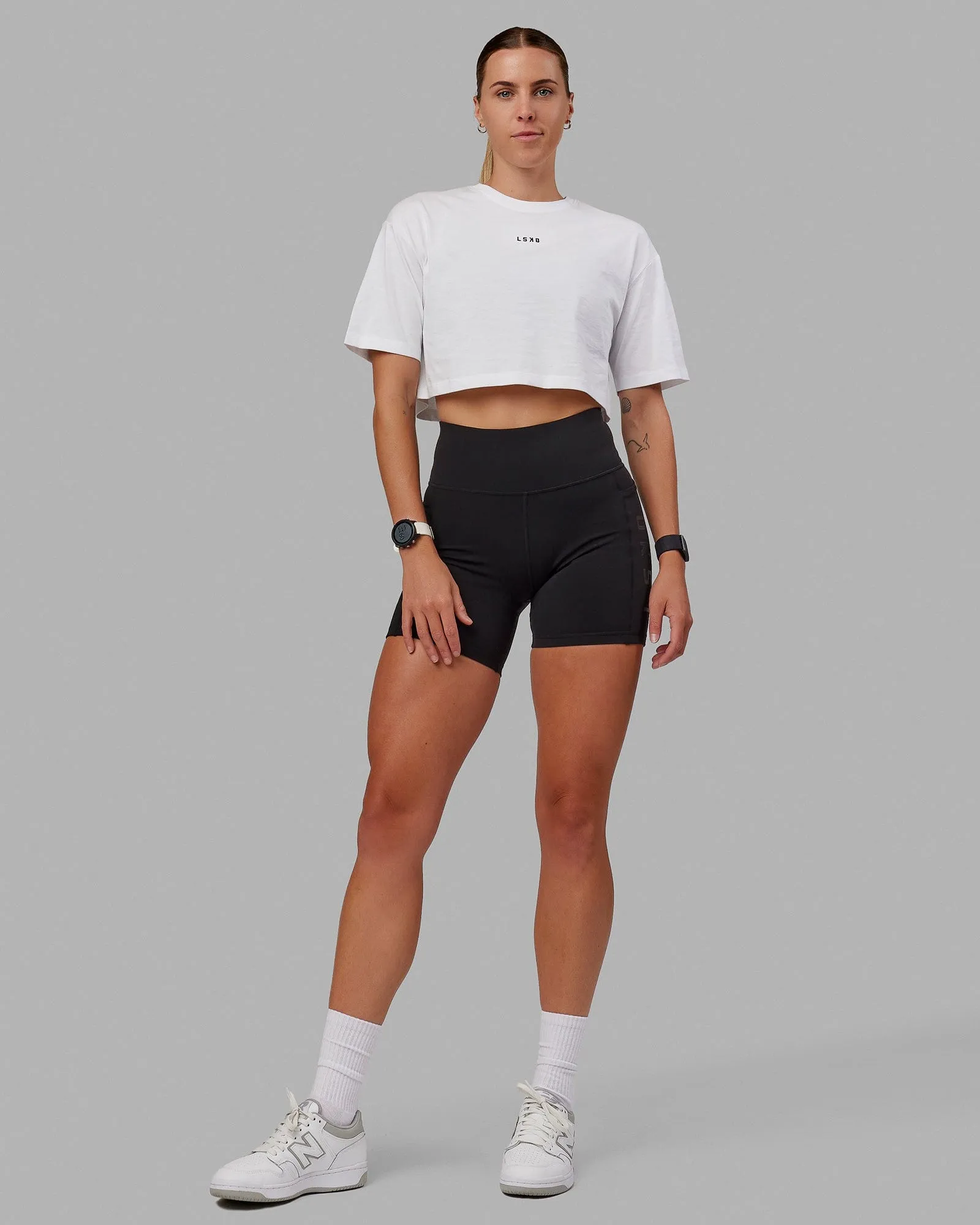 Hustle Cropped Tee - White sold by LSKD product image thumbnail 3