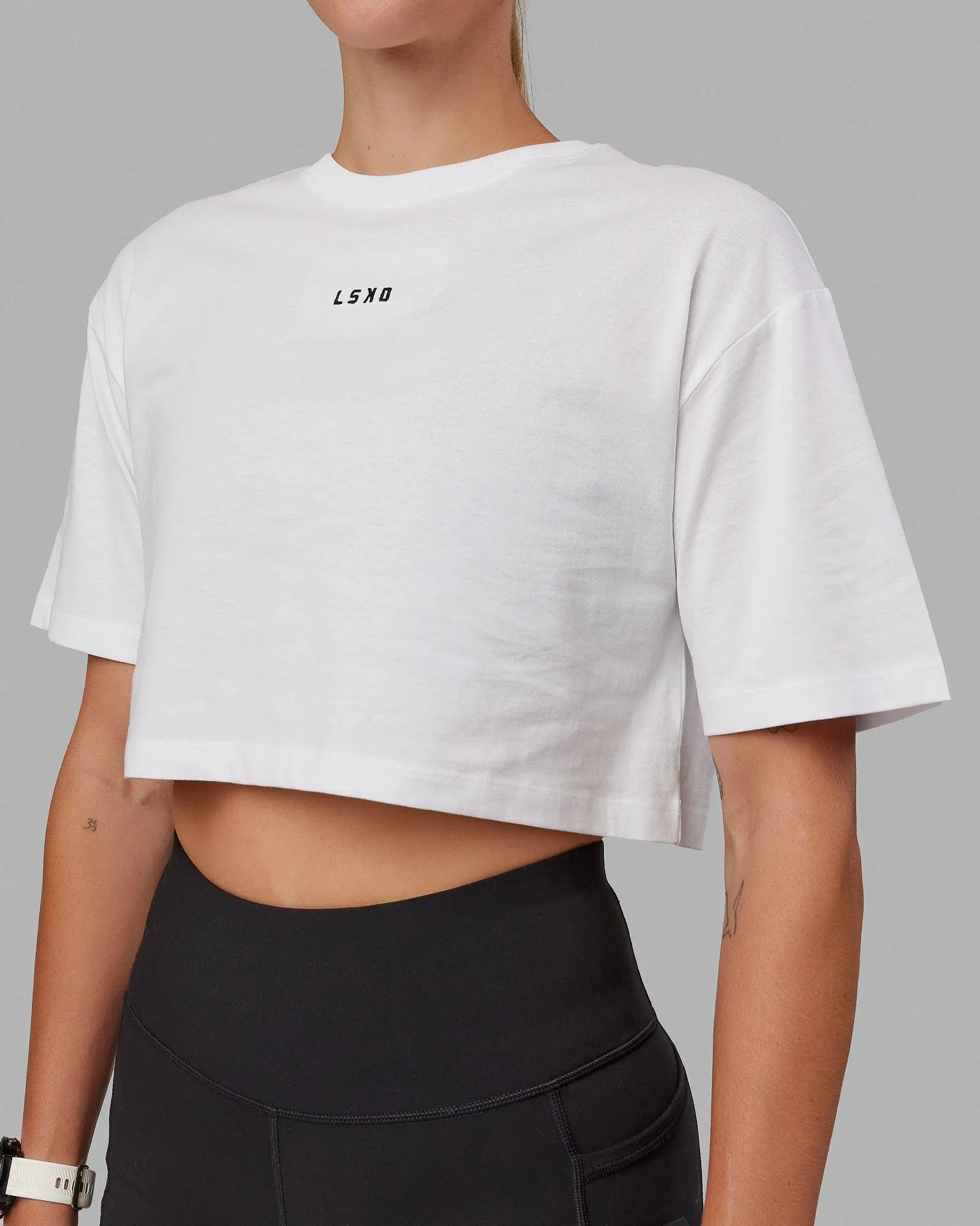 Hustle Cropped Tee - White sold by LSKD product image thumbnail 5