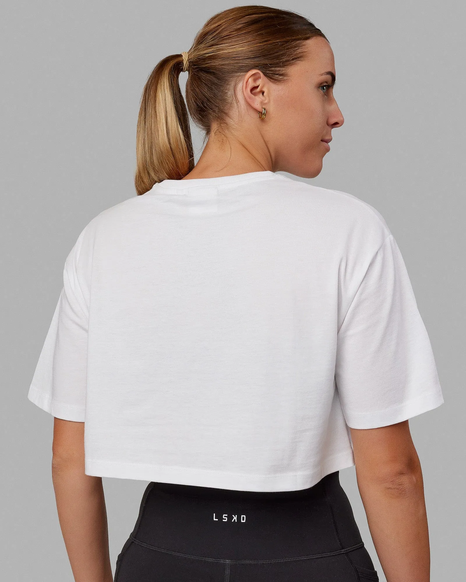 Hustle Cropped Tee - White sold by LSKD product image thumbnail 4