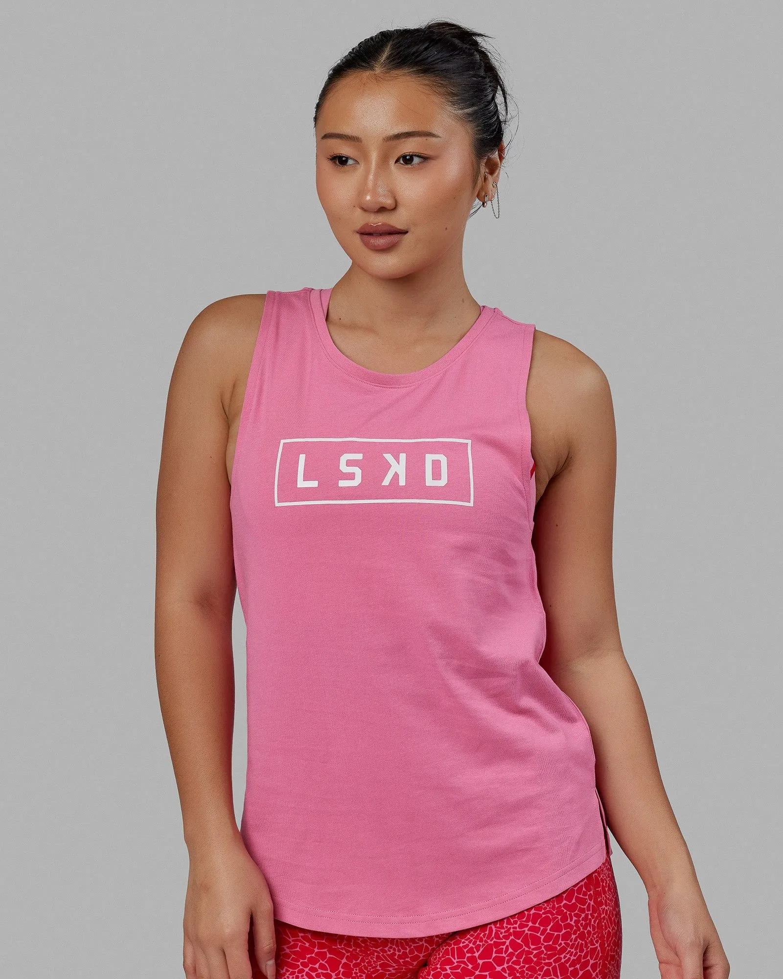 Luna Tank - Pink Rose-White sold by LSKD