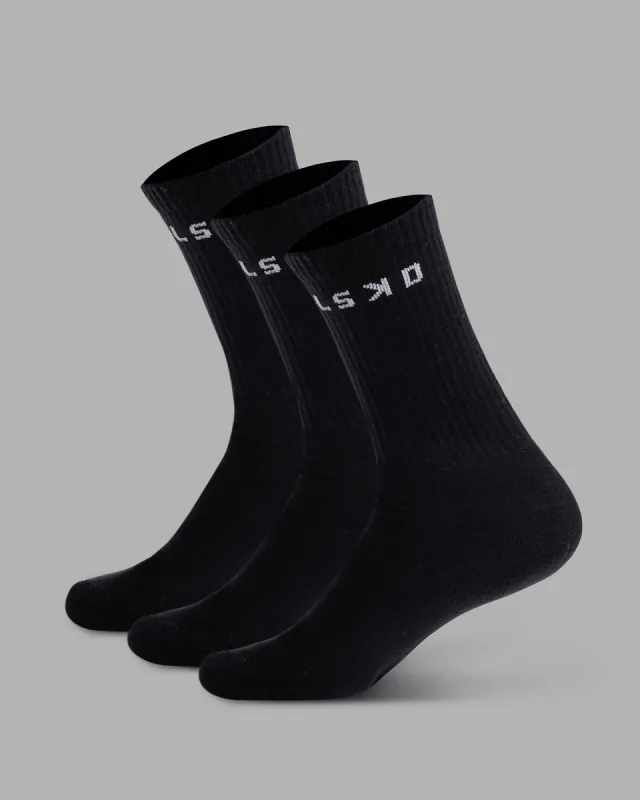 Daily 3 Pack Crew Sock - Black sold by LSKD