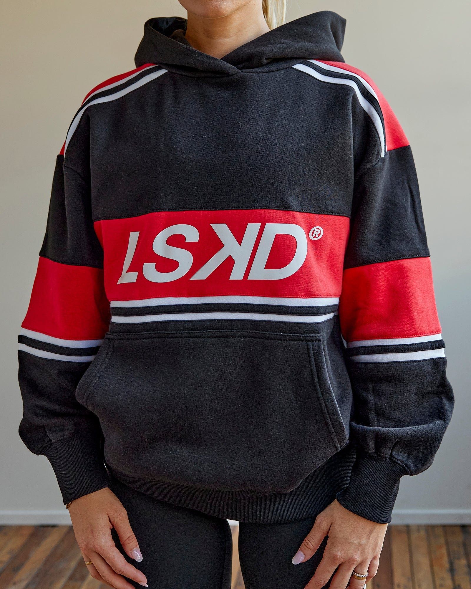 Unisex A-Team Hoodie Oversize - Black-Scarlet sold by LSKD product image thumbnail 2