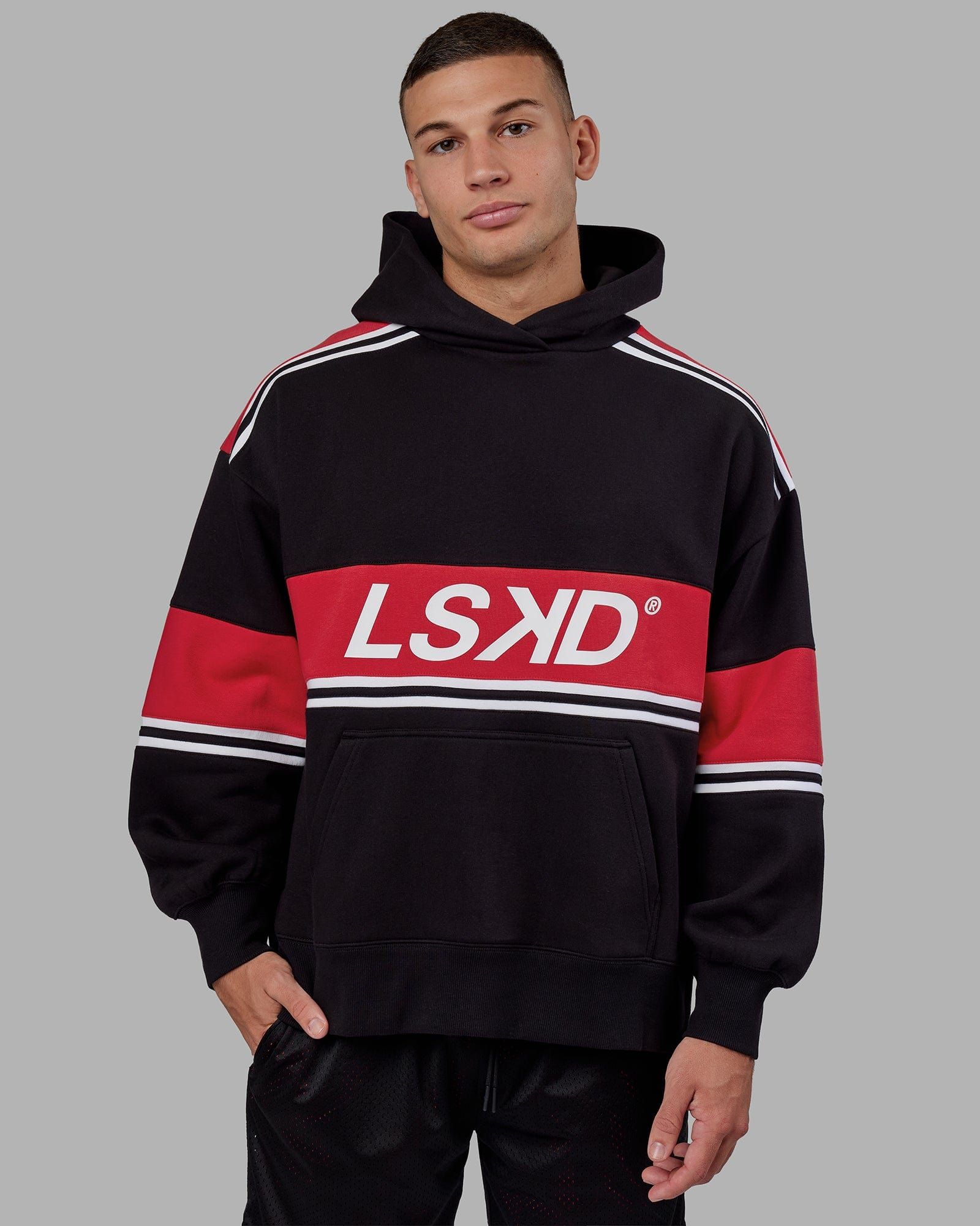Unisex A-Team Hoodie Oversize - Black-Scarlet sold by LSKD product image thumbnail 3